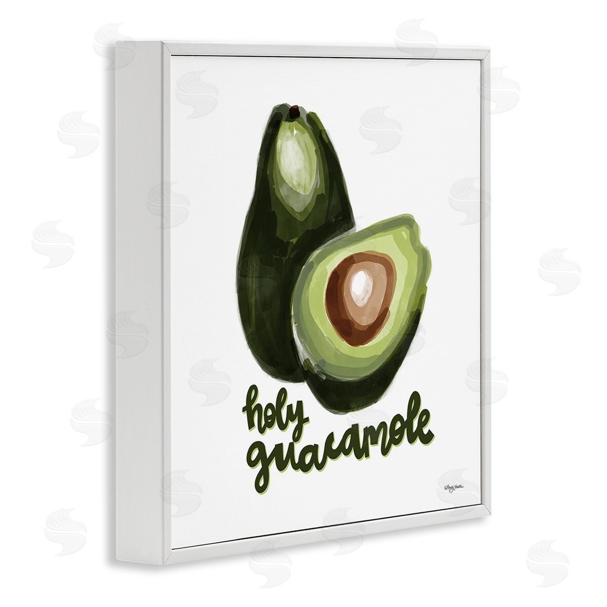 Molly Mattin Holy Guacamole Avocado White Framed Giclee Wall Art Print