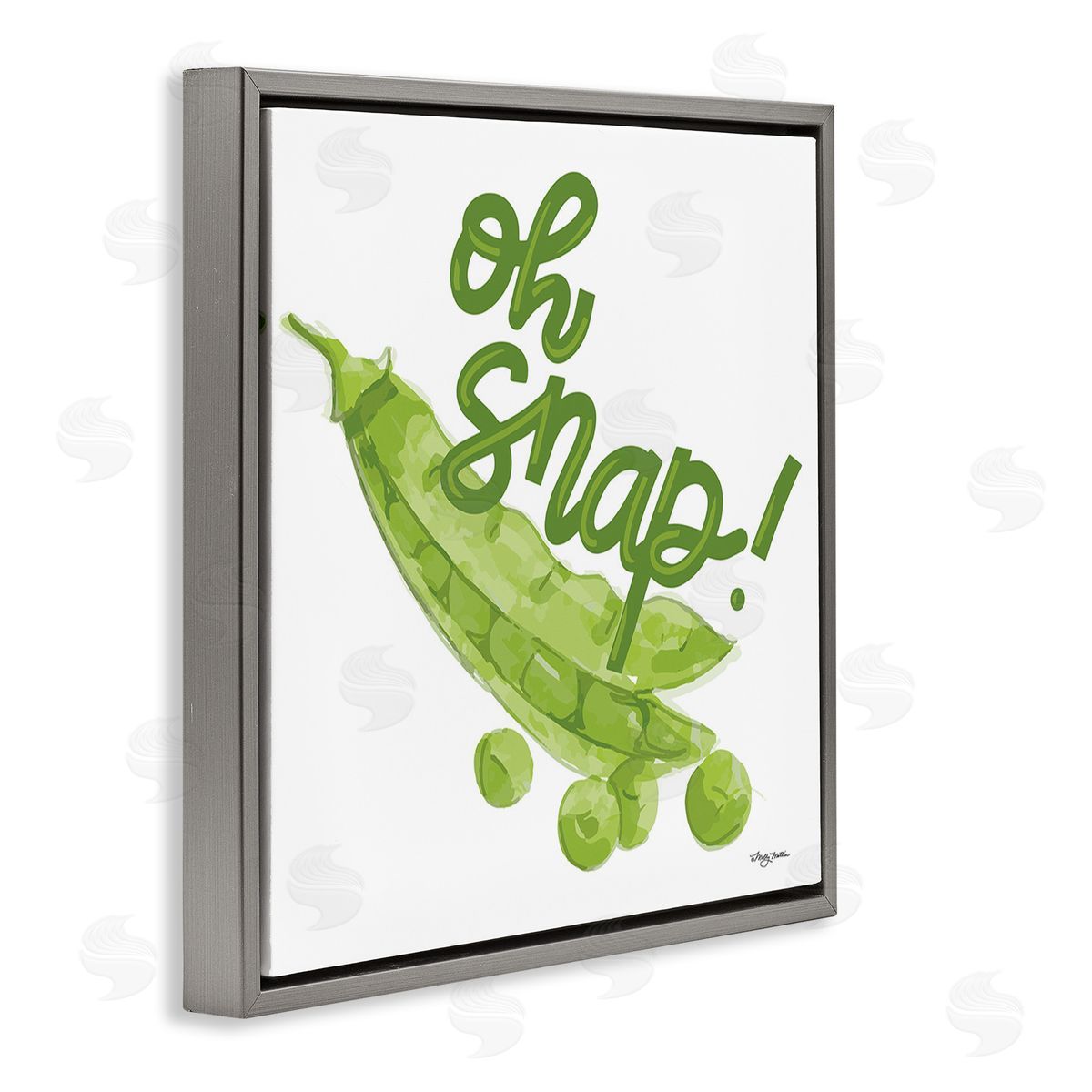 Molly Mattin Oh Snap with Peas Gray Floating Frame Canvas Wall Art Print
