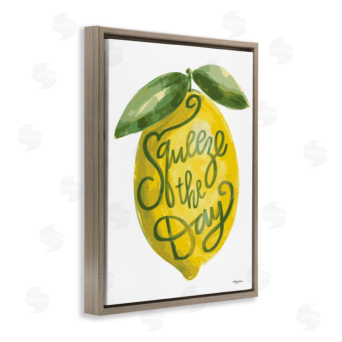 Molly Mattin Minimal Squeeze The Day Brown Floating Frame Canvas Wall Art Print
