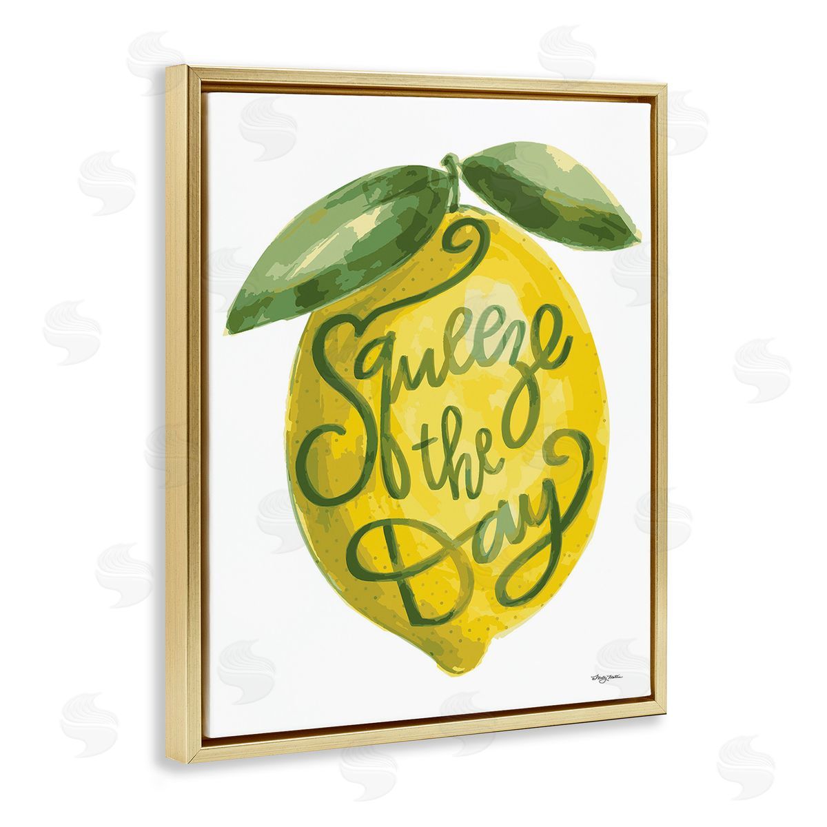 Molly Mattin Minimal Squeeze The Day Gold Floating Frame Canvas Wall Art Print
