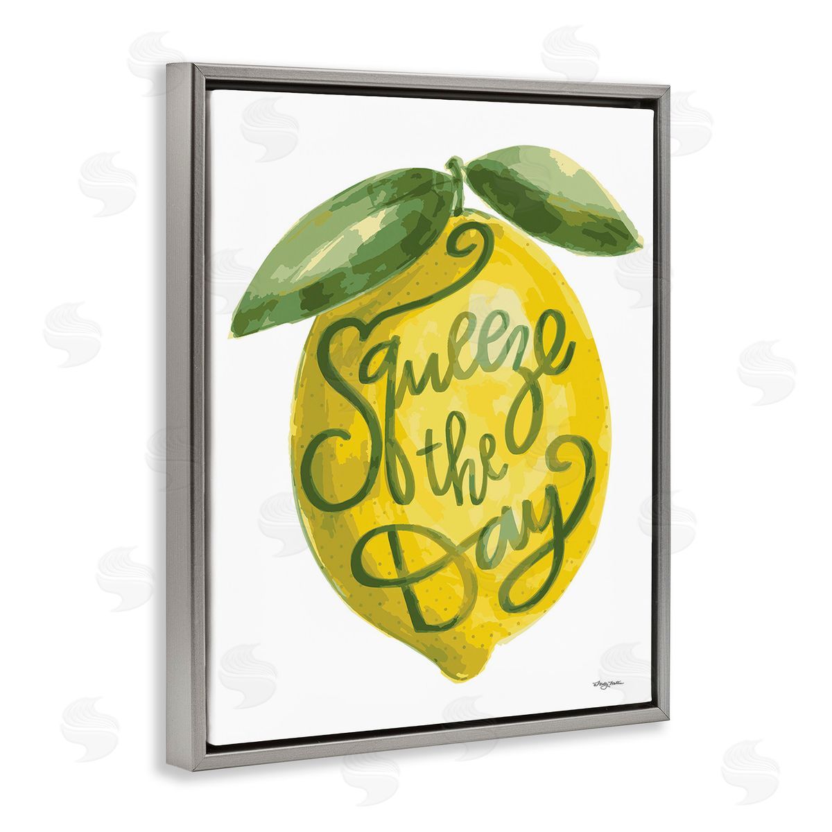 Molly Mattin Minimal Squeeze The Day Gray Floating Frame Canvas Wall Art Print
