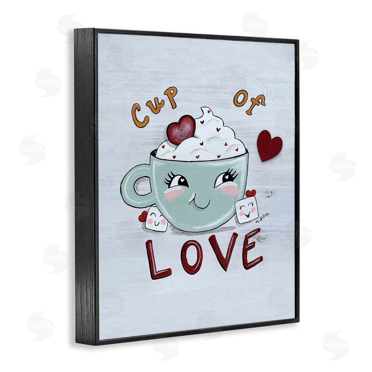 Michelle Gilsey Smiling Cup Of Love Black Framed Giclee Wall Art Print