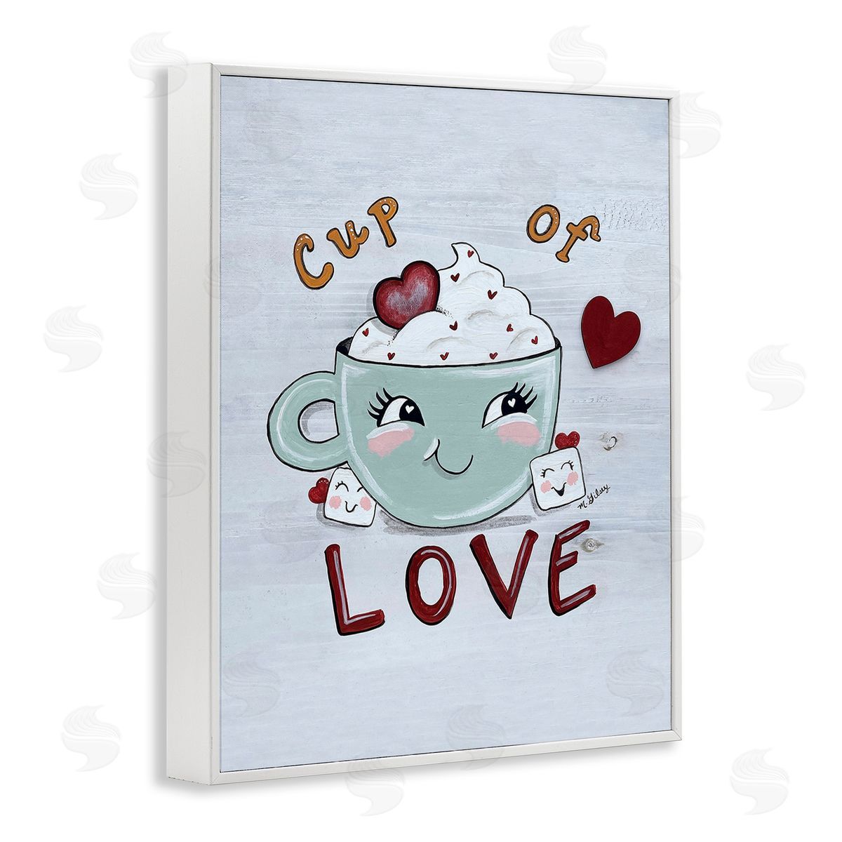 Michelle Gilsey Smiling Cup Of Love White Framed Giclee Wall Art Print