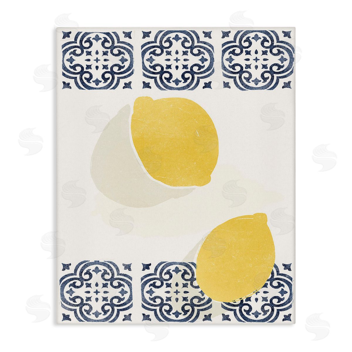 Yuyu Pont Modern Lemons with Pattern Canvas Wall Art Print
