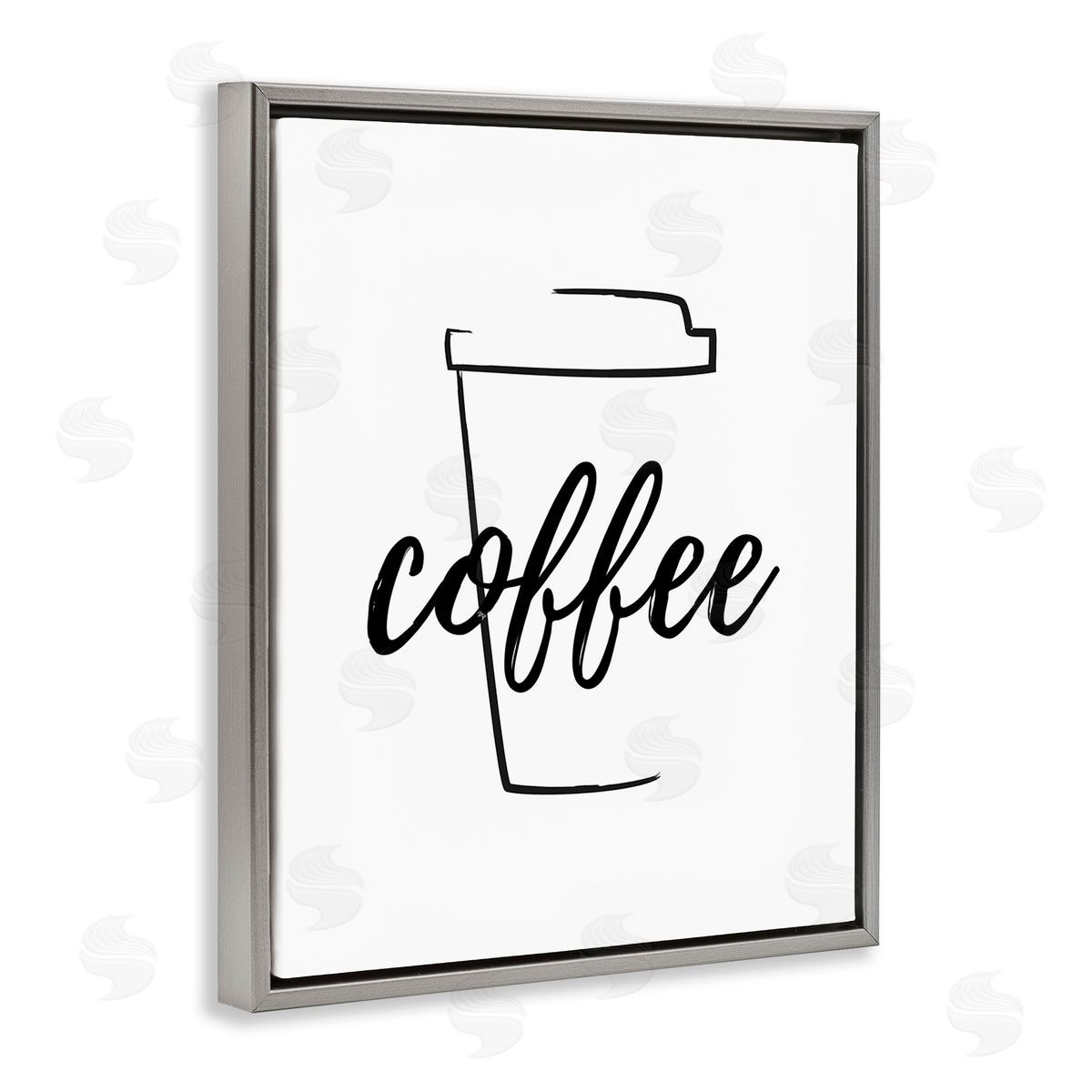 Martina Pavlova Minimal Coffee Cup Gray Floating Frame Canvas Wall Art Print