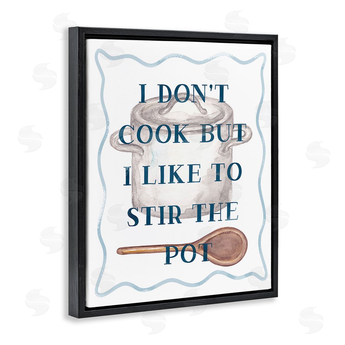Stupell Studio Funny Stir The Pot Black Floating Frame Canvas Wall Art Print