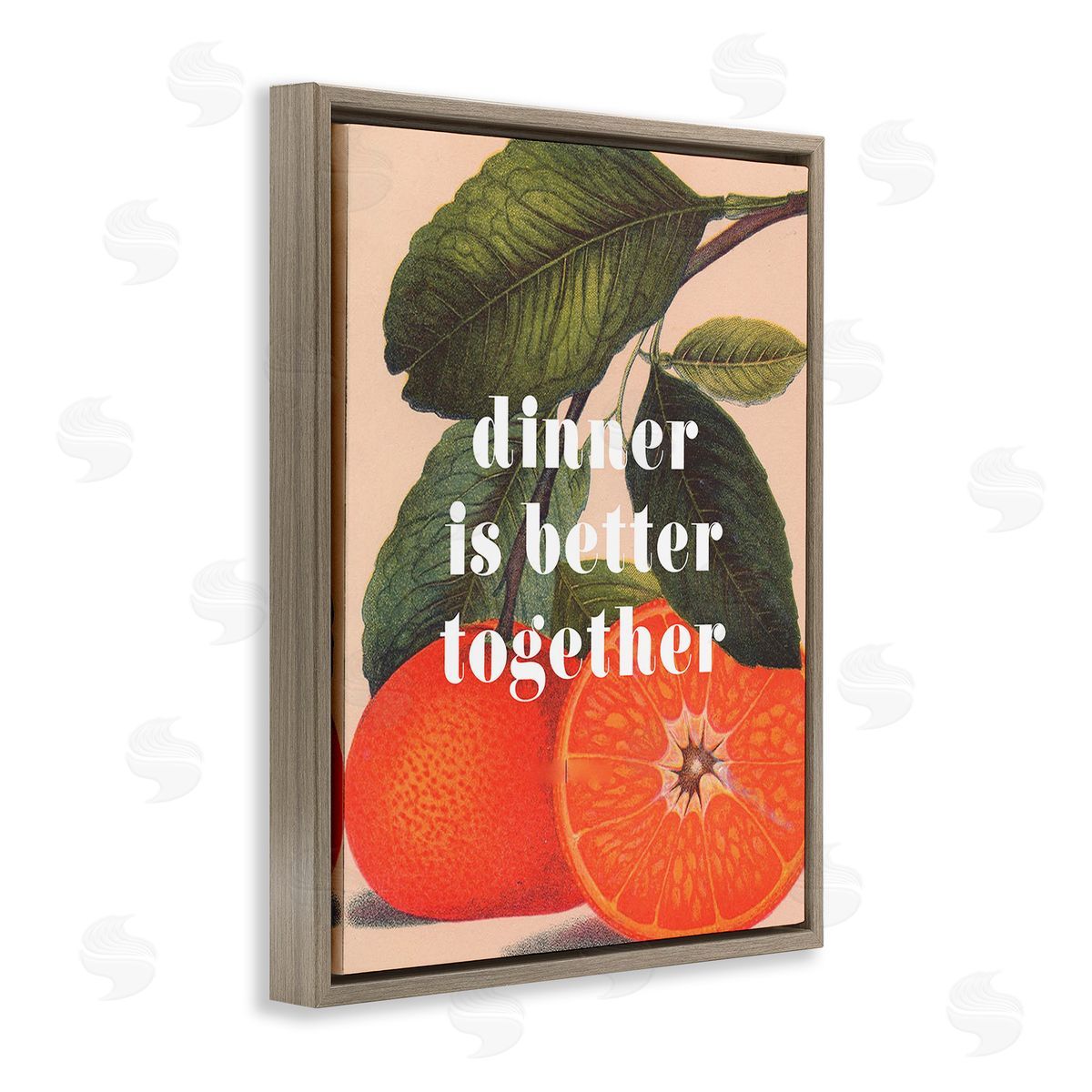 Stupell Studio Dinner Better Together Brown Floating Frame Canvas Wall Art Print