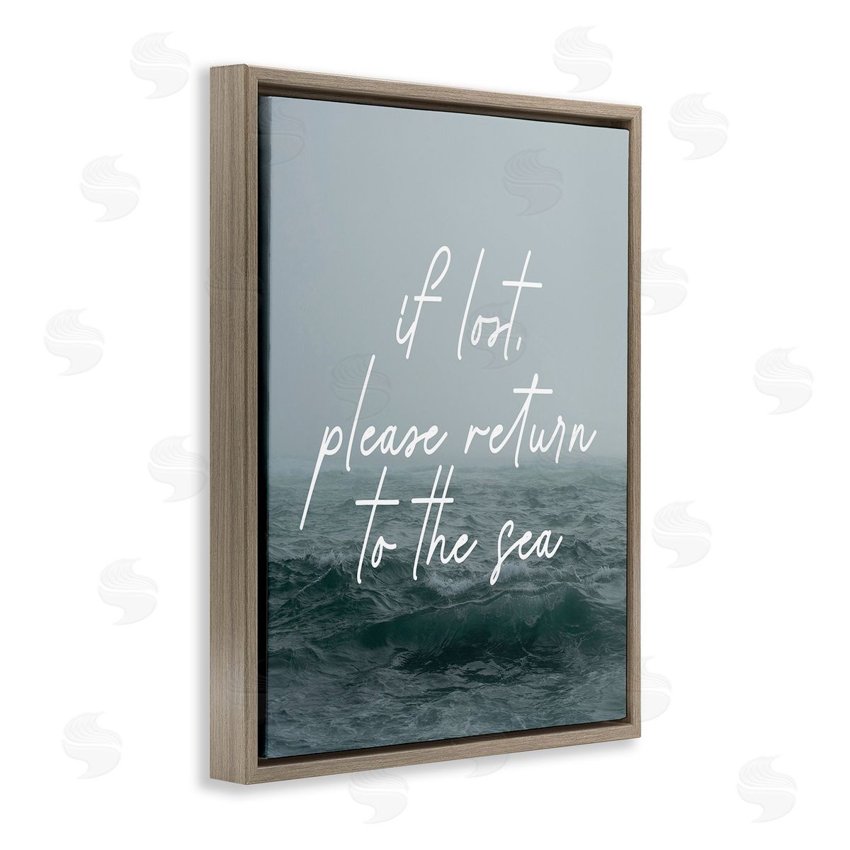 Stupell Studio Return To Sea Phrase Brown Floating Frame Canvas Wall Art Print