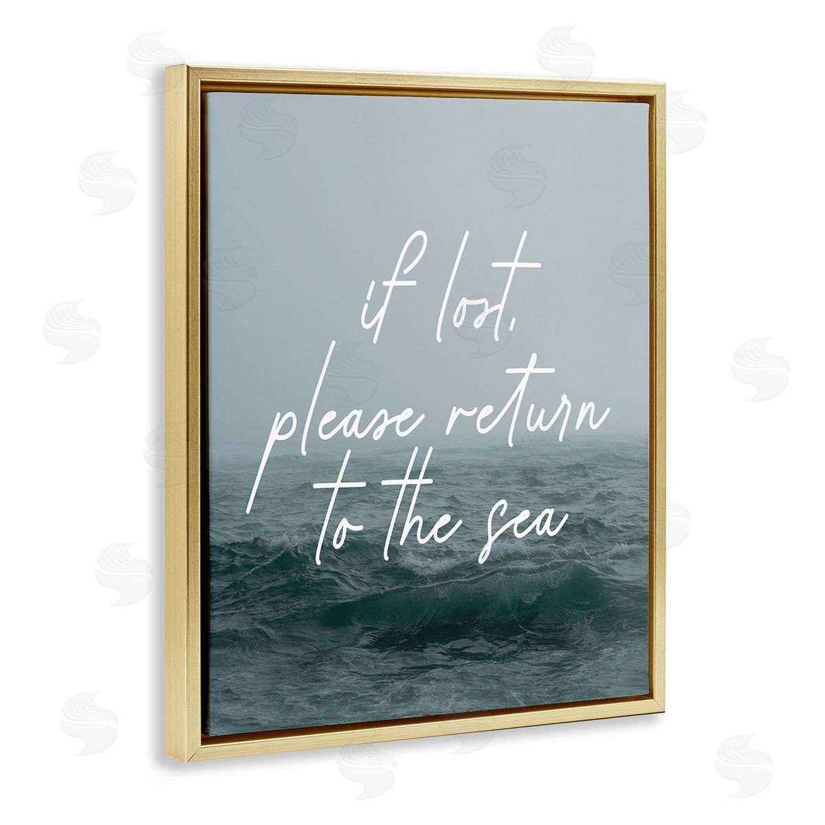 Stupell Studio Return To Sea Phrase Gold Floating Frame Canvas Wall Art Print