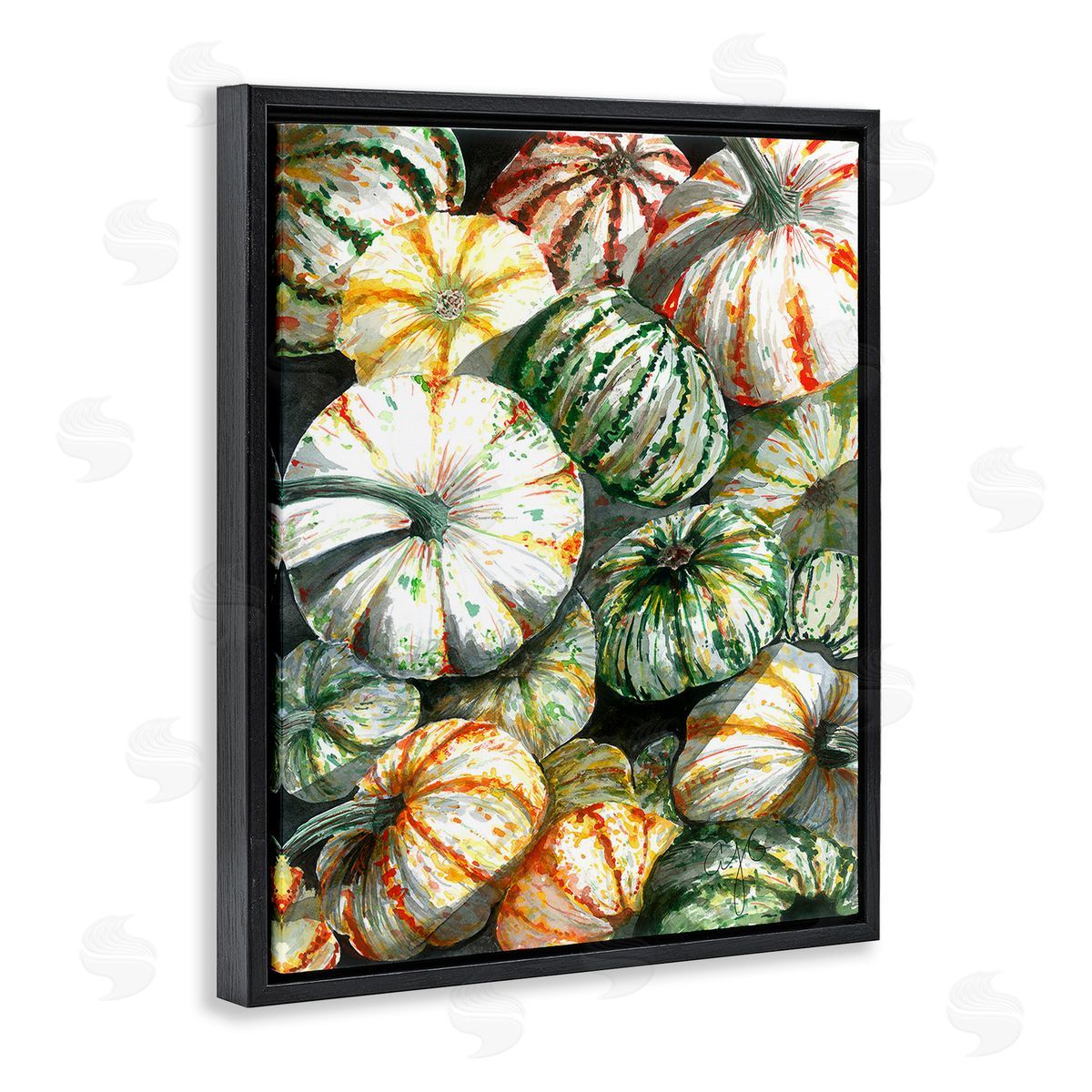 Alexandria Gilbert Kincaid Mixed Gourd Pattern Black Floating Frame Canvas Wall Art Print