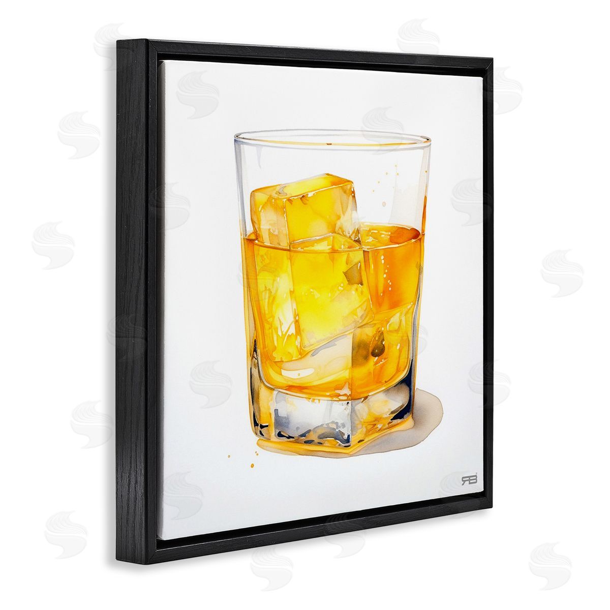RB Modern Liquor Glass Black Floating Frame Canvas Wall Art Print