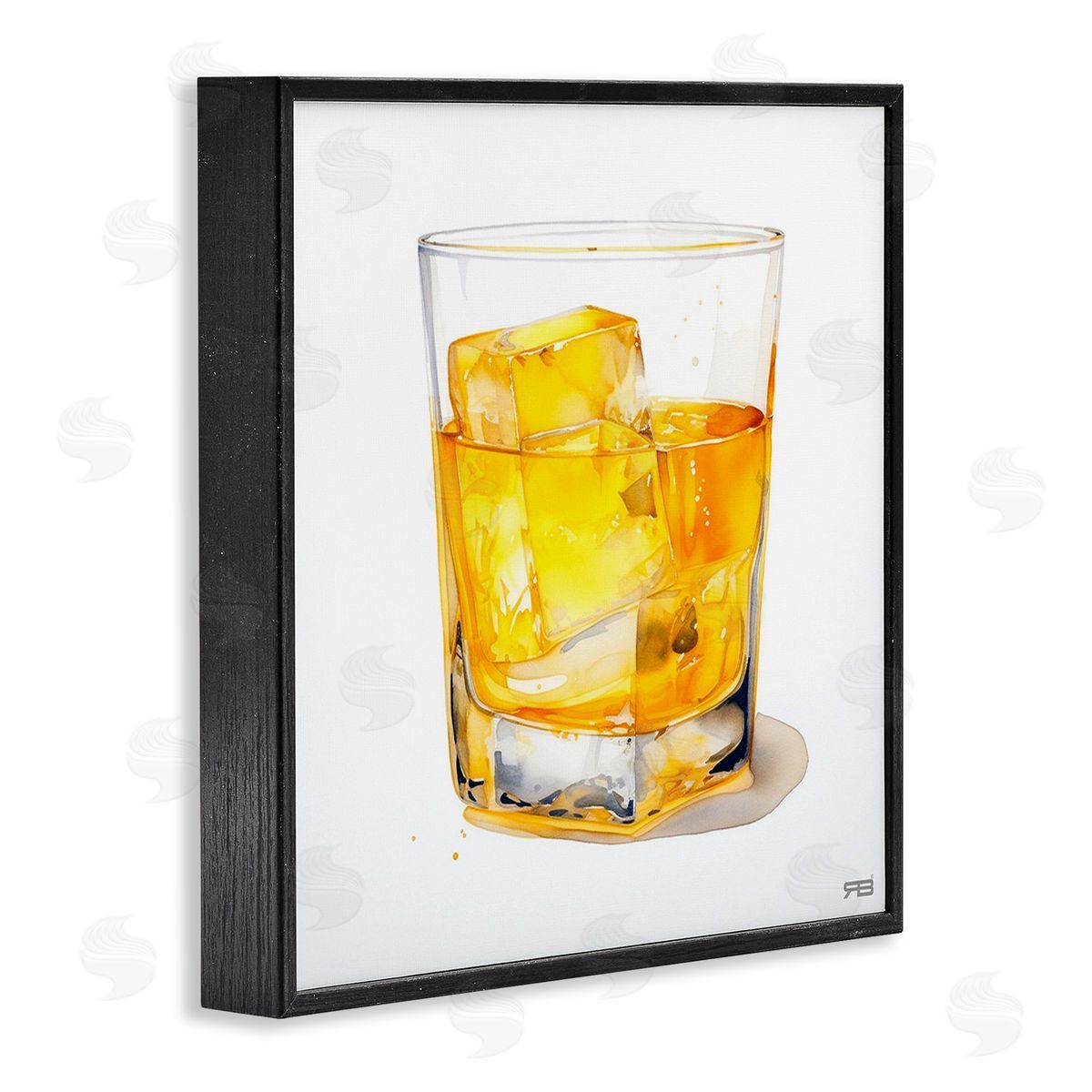 RB Modern Liquor Glass Black Framed Giclee Wall Art Print