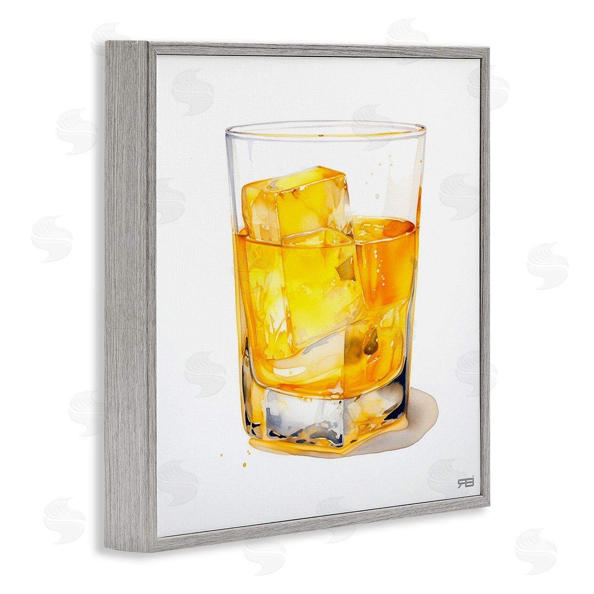 RB Modern Liquor Glass Gray Framed Giclee Wall Art Print