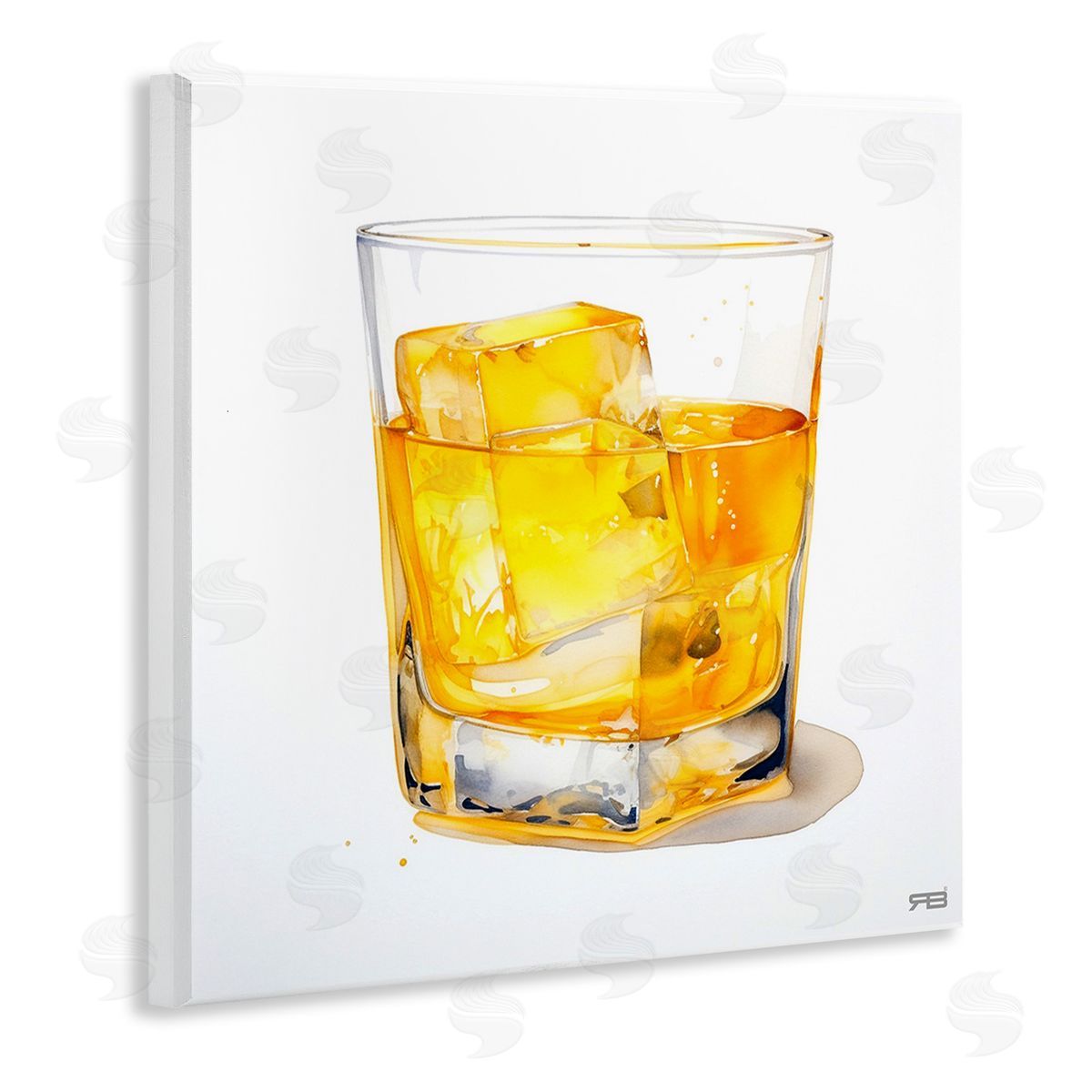RB Modern Liquor Glass Wooden Wall Plaque Art Print