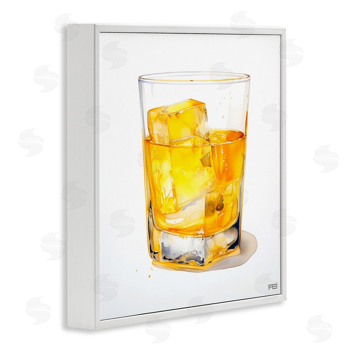 RB Modern Liquor Glass White Framed Giclee Wall Art Print
