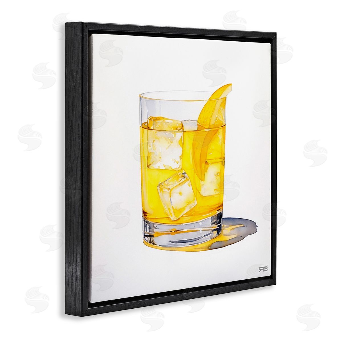 RB Liquor with Citrus Peel Black Floating Frame Canvas Wall Art Print