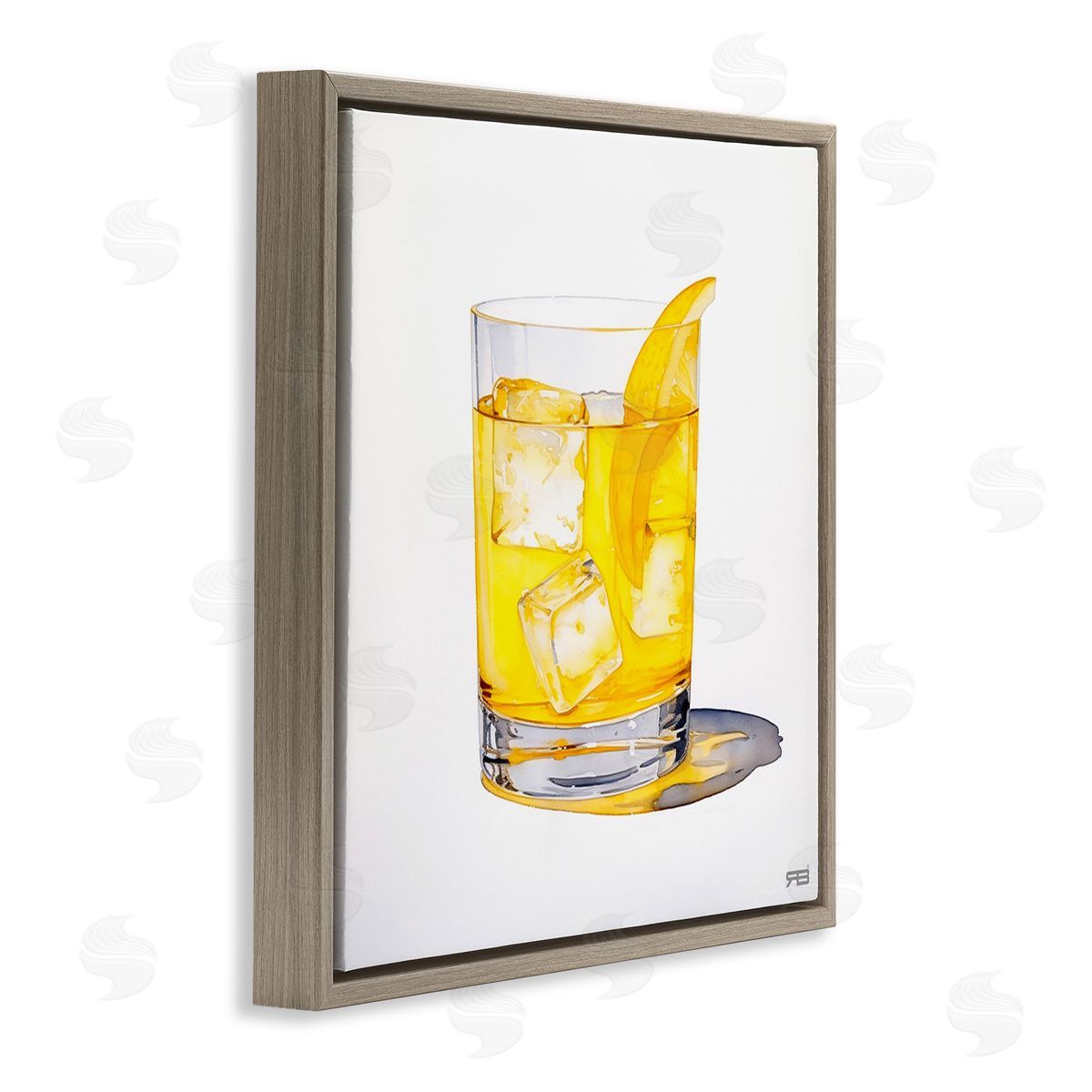 RB Liquor with Citrus Peel Brown Floating Frame Canvas Wall Art Print