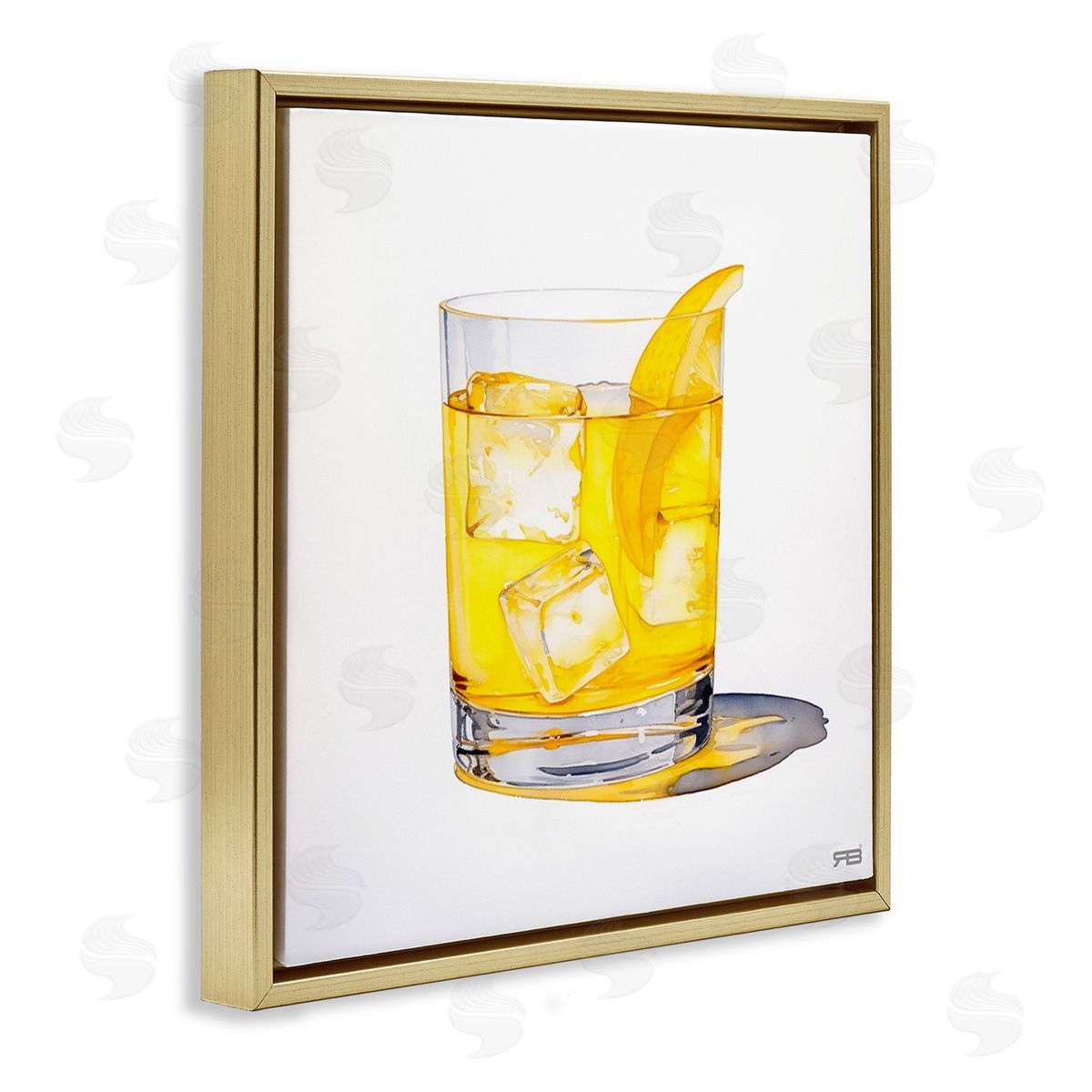 RB Liquor with Citrus Peel Gold Floating Frame Canvas Wall Art Print
