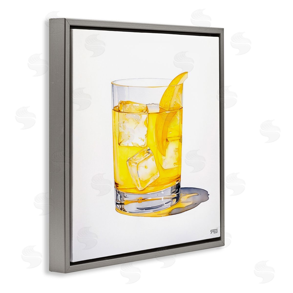 RB Liquor with Citrus Peel Gray Floating Frame Canvas Wall Art Print