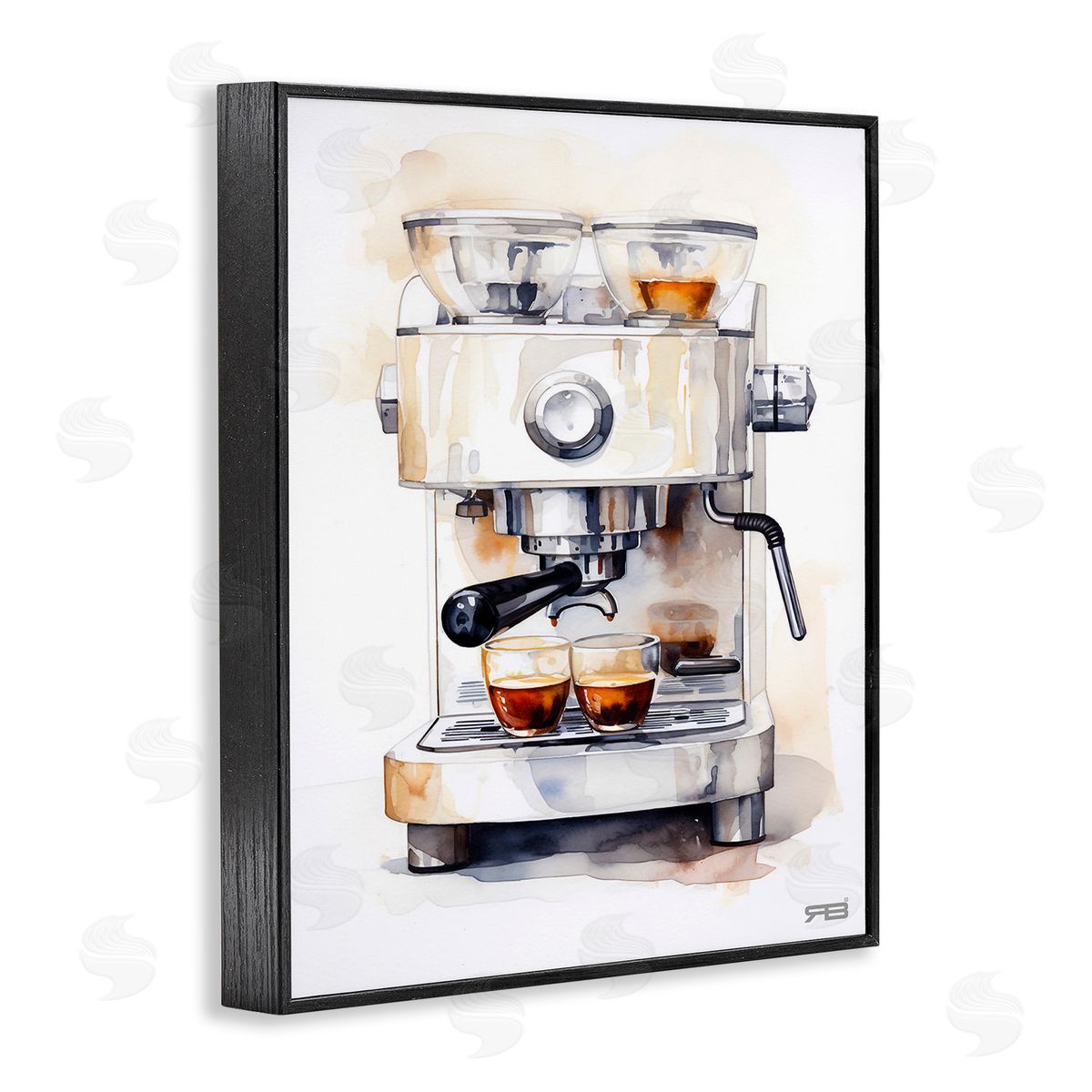 RB Modern Espresso Machine Black Framed Giclee Wall Art Print
