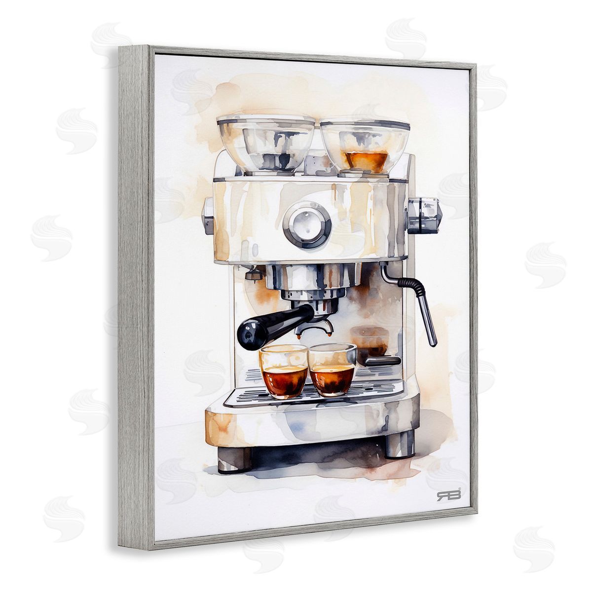 RB Modern Espresso Machine Gray Framed Giclee Wall Art Print