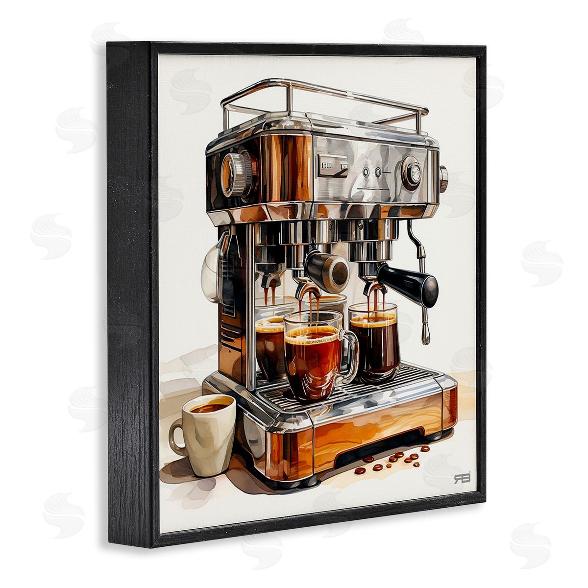 RB Sleek Espresso Machine Black Framed Giclee Wall Art Print