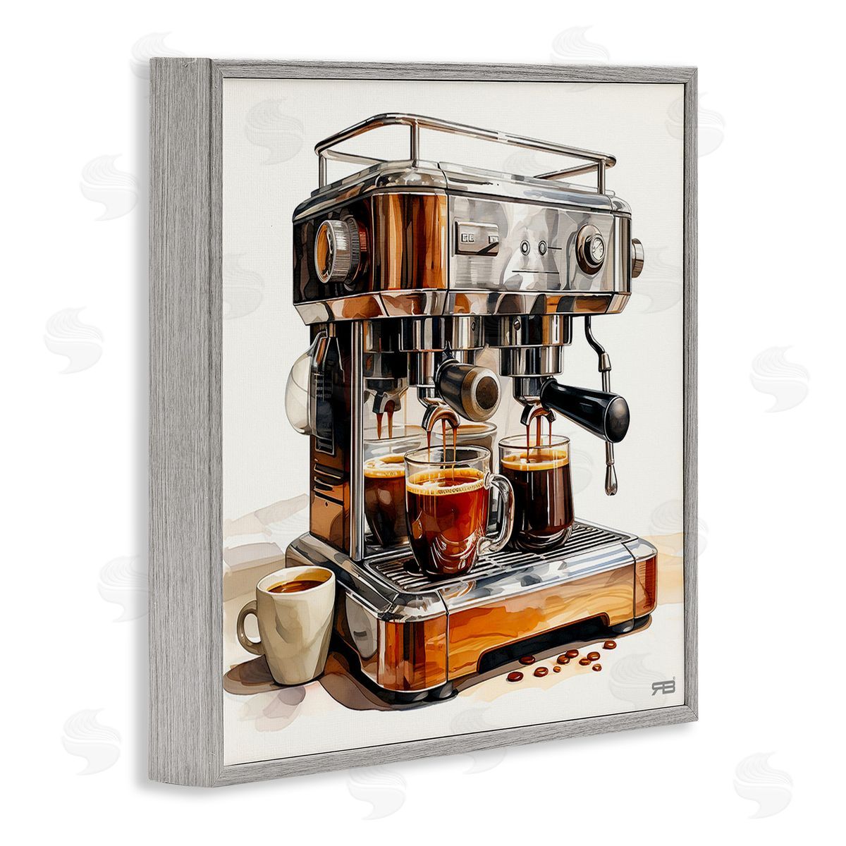 RB Sleek Espresso Machine Gray Framed Giclee Wall Art Print