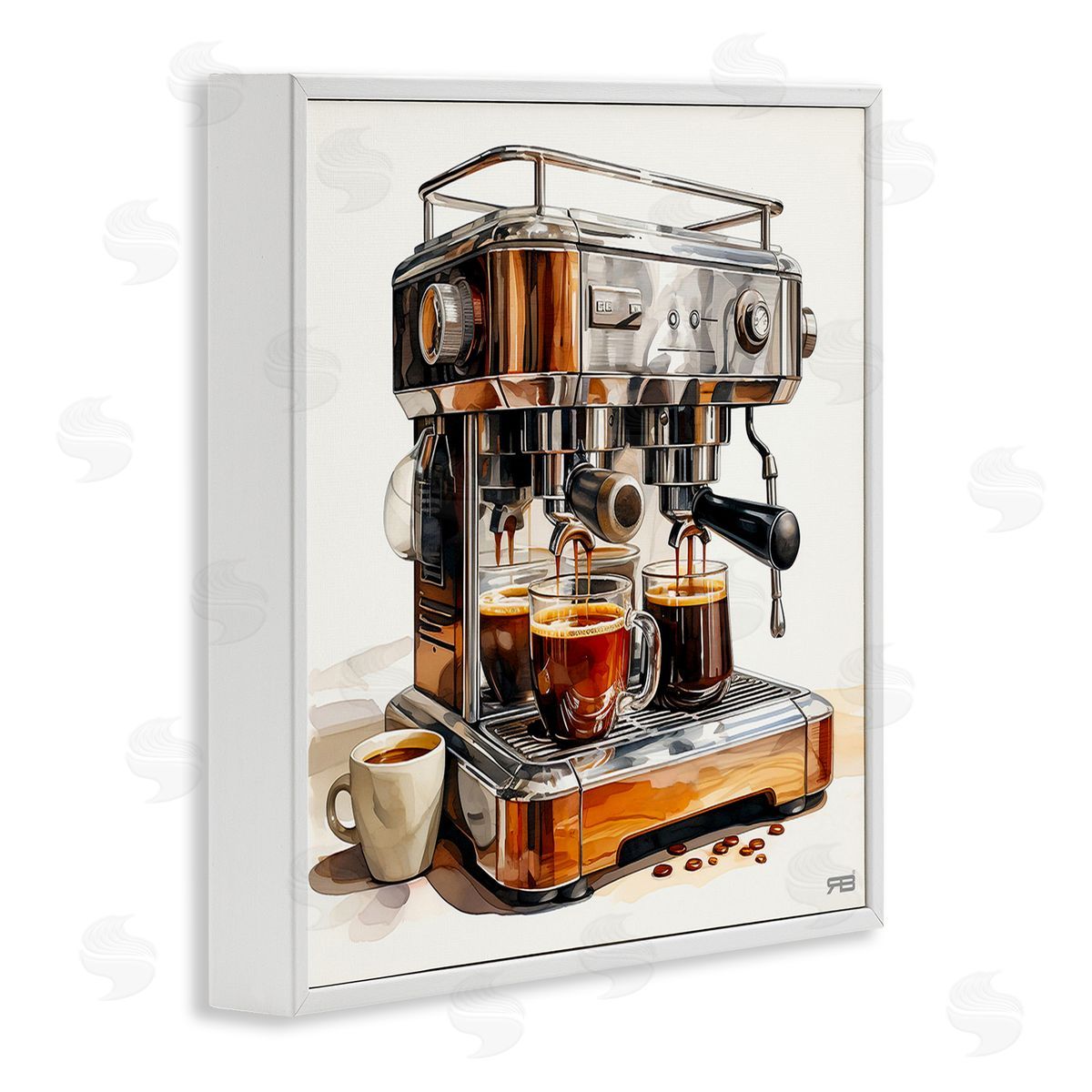RB Sleek Espresso Machine White Framed Giclee Wall Art Print
