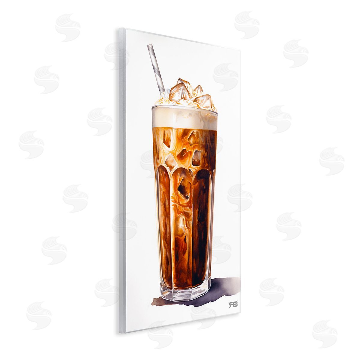 RB Swirled Iced Coffee Wooden Wall Plaque Art Print