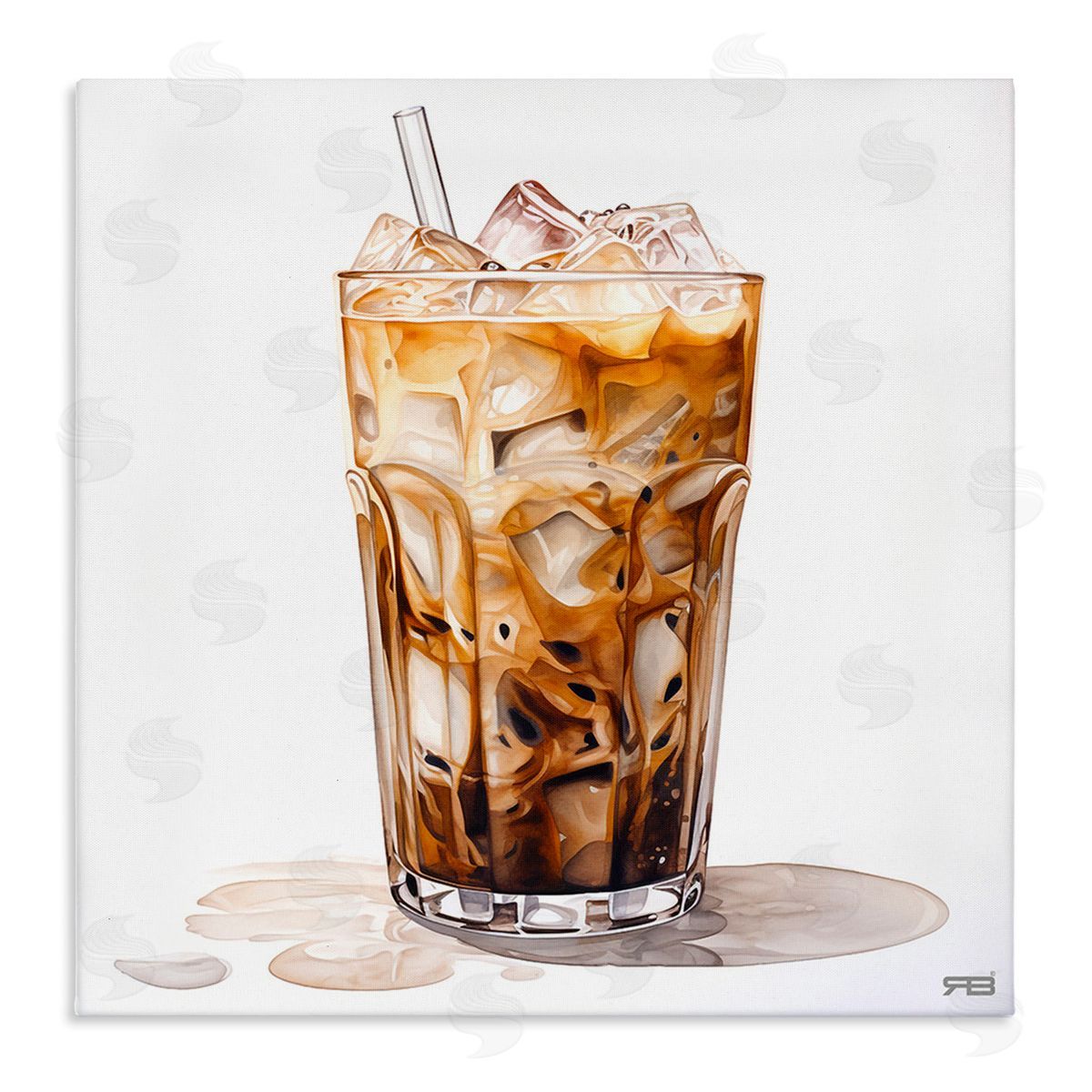 RB Coffee with Swirled Milk Canvas Wall Art Print
