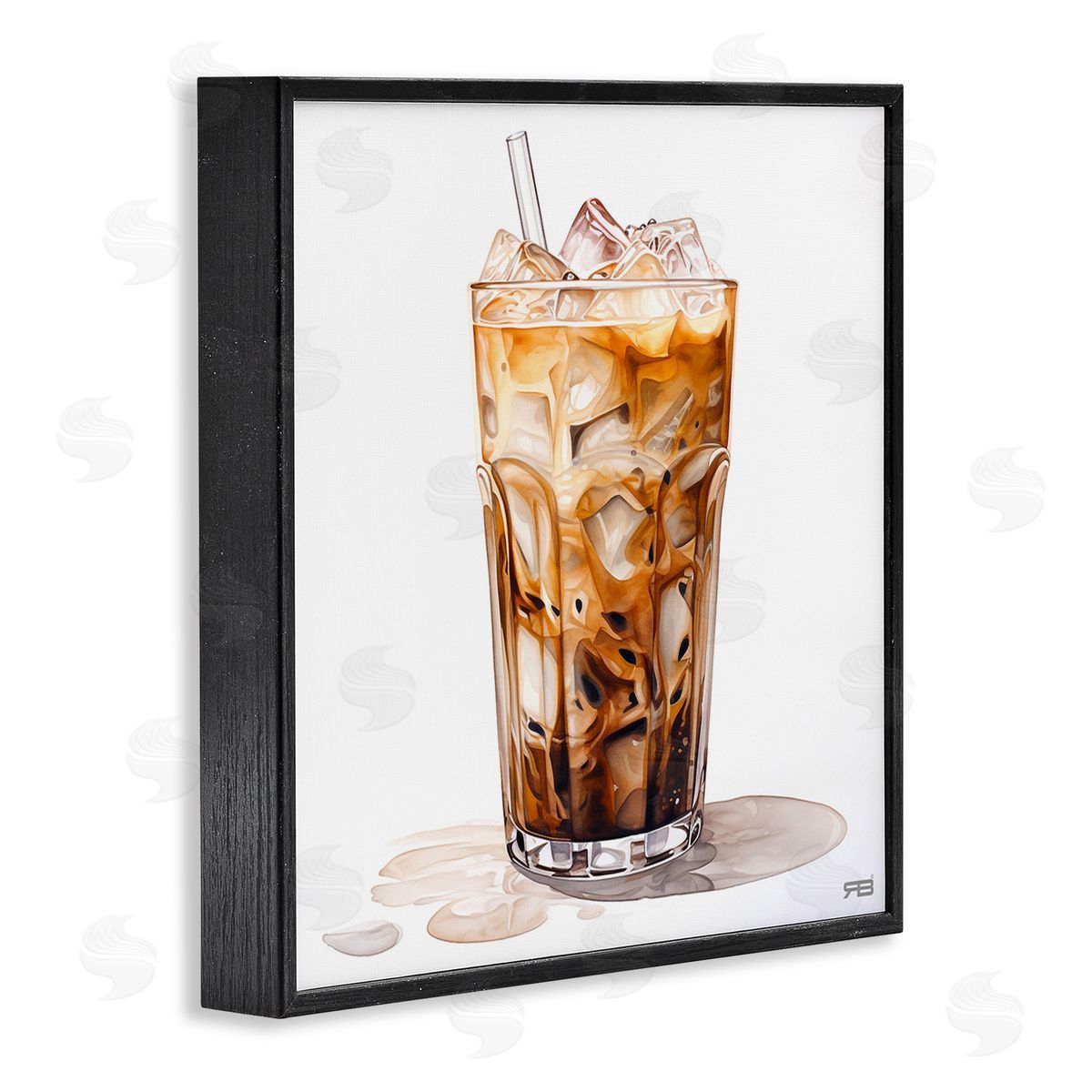 RB Coffee with Swirled Milk Black Framed Giclee Wall Art Print