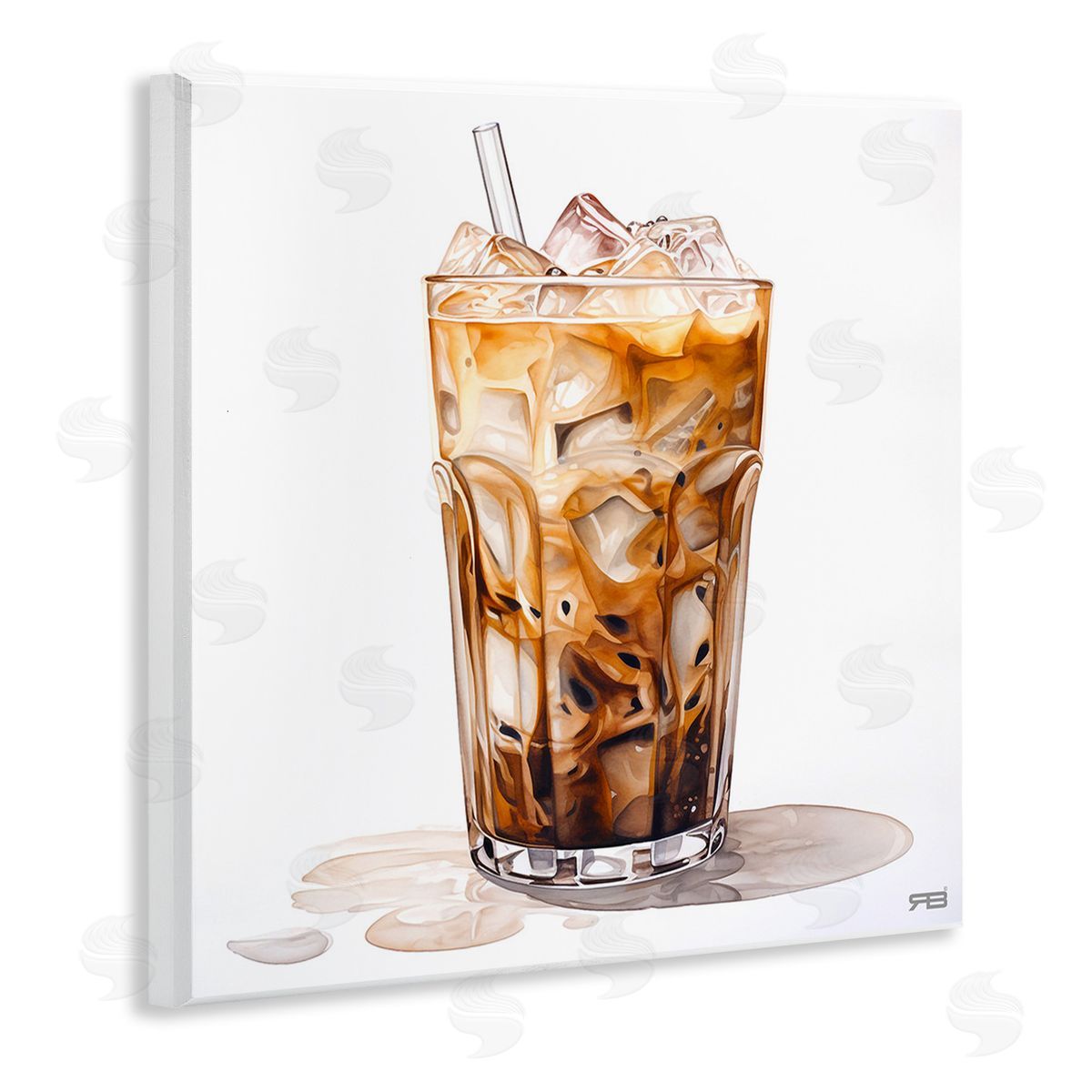 RB Coffee with Swirled Milk Wooden Wall Plaque Art Print