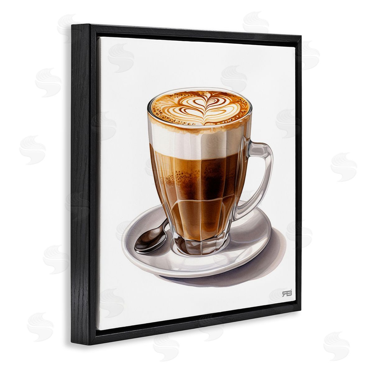 RB Latte with Milk Pattern Black Floating Frame Canvas Wall Art Print
