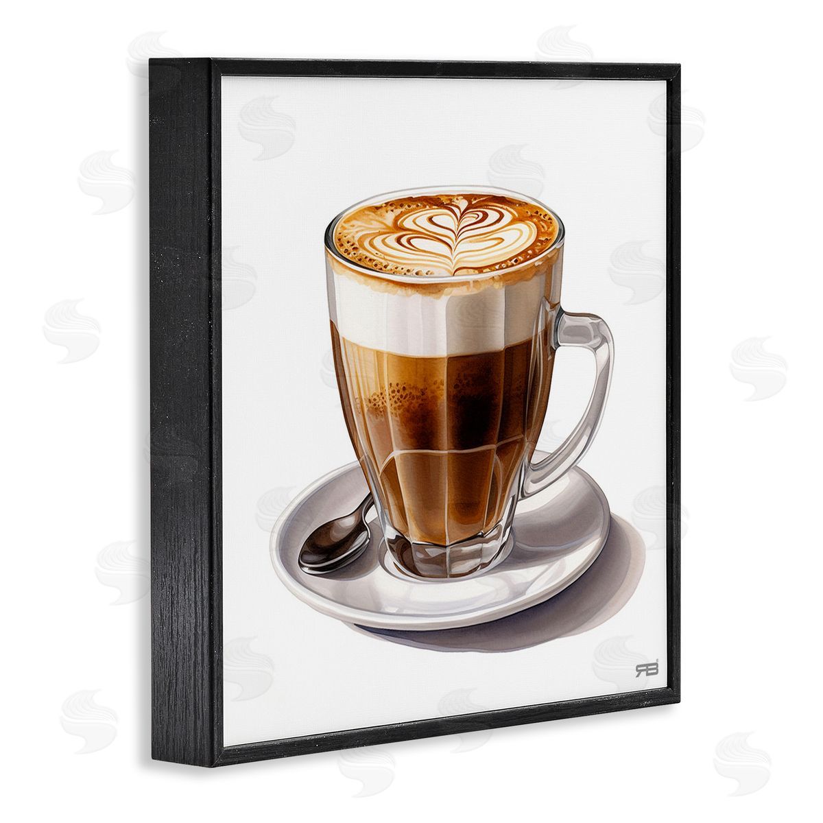 RB Latte with Milk Pattern Black Framed Giclee Wall Art Print