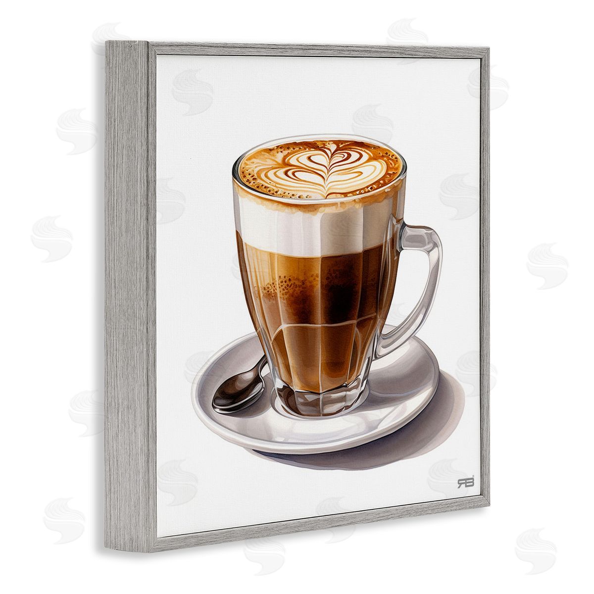 RB Latte with Milk Pattern Gray Framed Giclee Wall Art Print