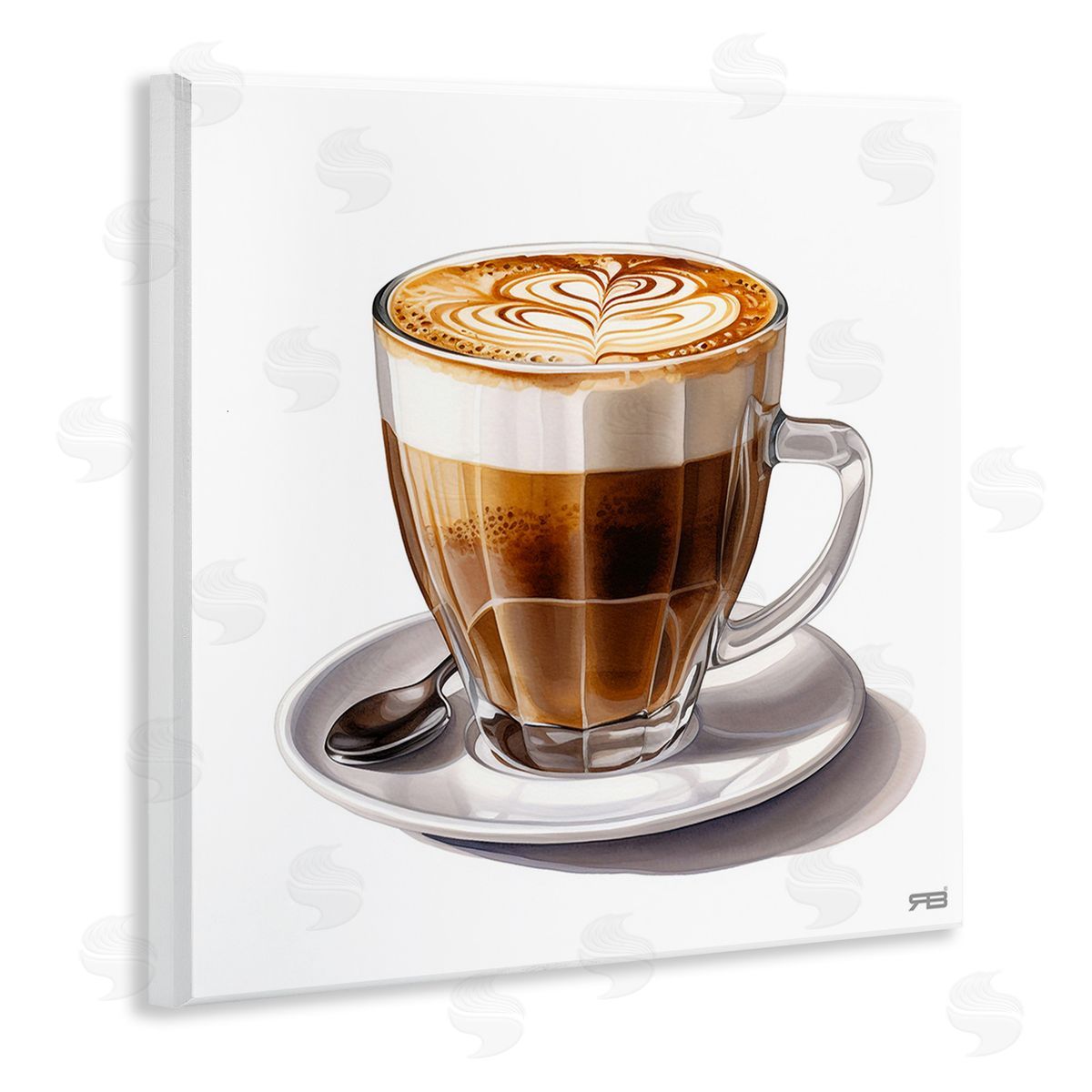 RB Latte with Milk Pattern Wooden Wall Plaque Art Print