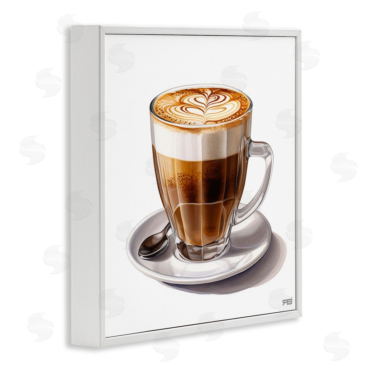 RB Latte with Milk Pattern White Framed Giclee Wall Art Print