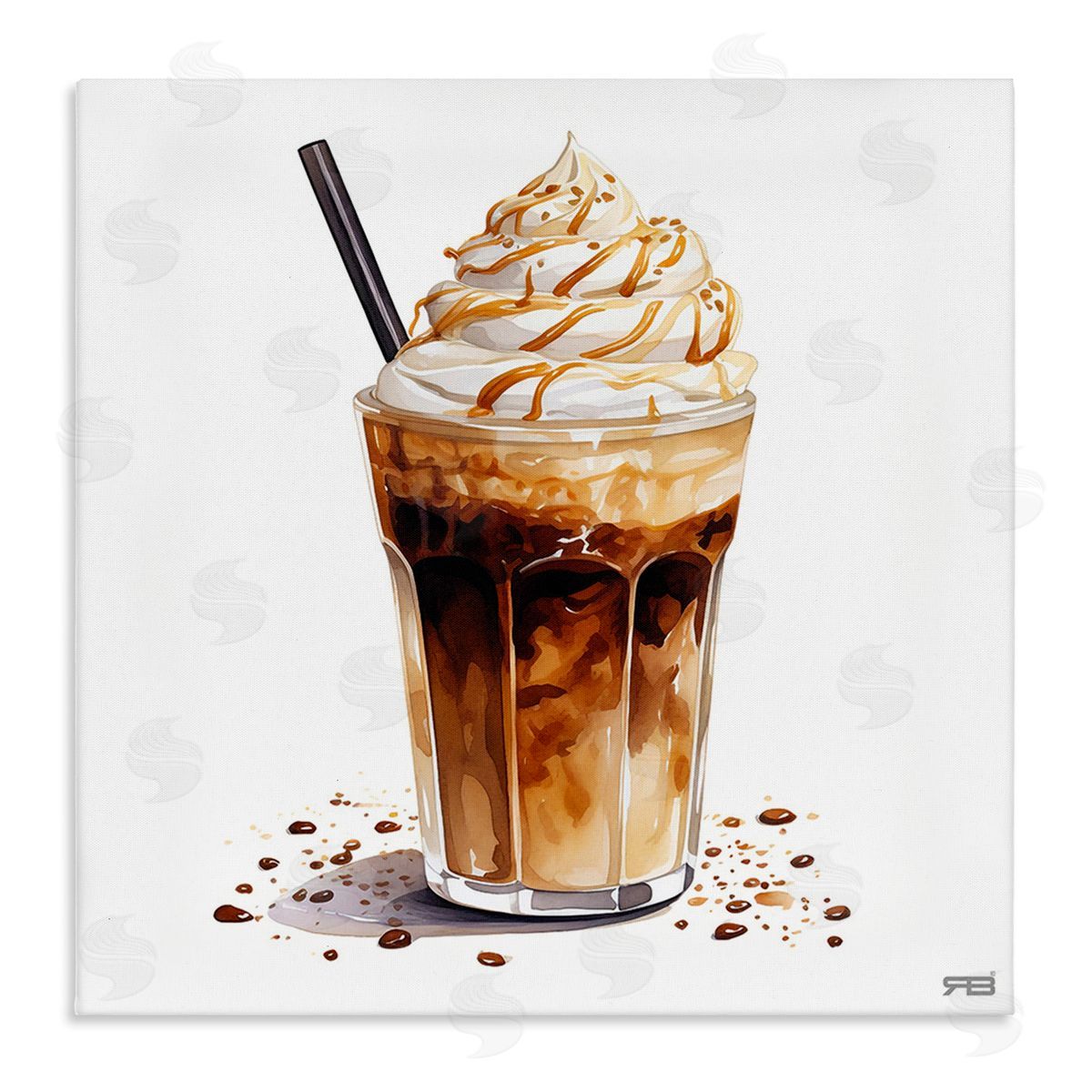 RB Coffee Dessert Drink Canvas Wall Art Print