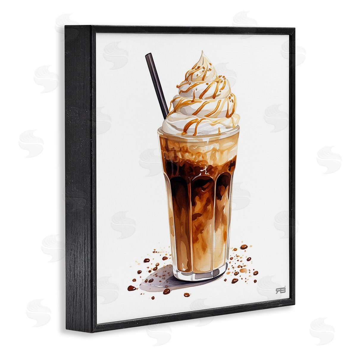 RB Coffee Dessert Drink Black Framed Giclee Wall Art Print