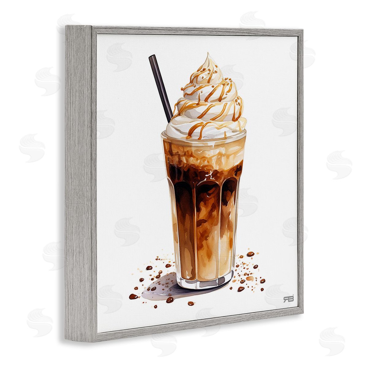 RB Coffee Dessert Drink Gray Framed Giclee Wall Art Print
