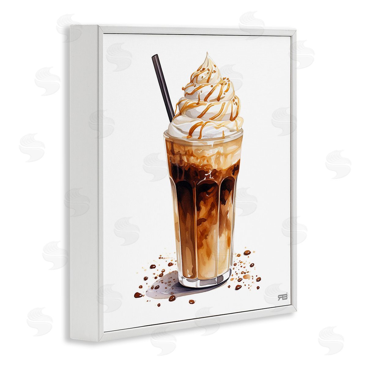 RB Coffee Dessert Drink White Framed Giclee Wall Art Print