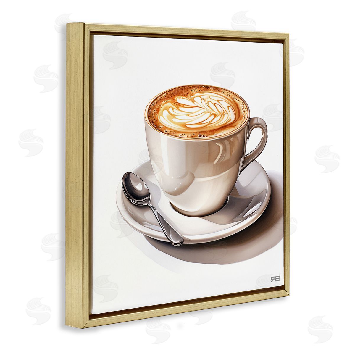 RB Chic Modern Cappuccino Gold Floating Frame Canvas Wall Art Print