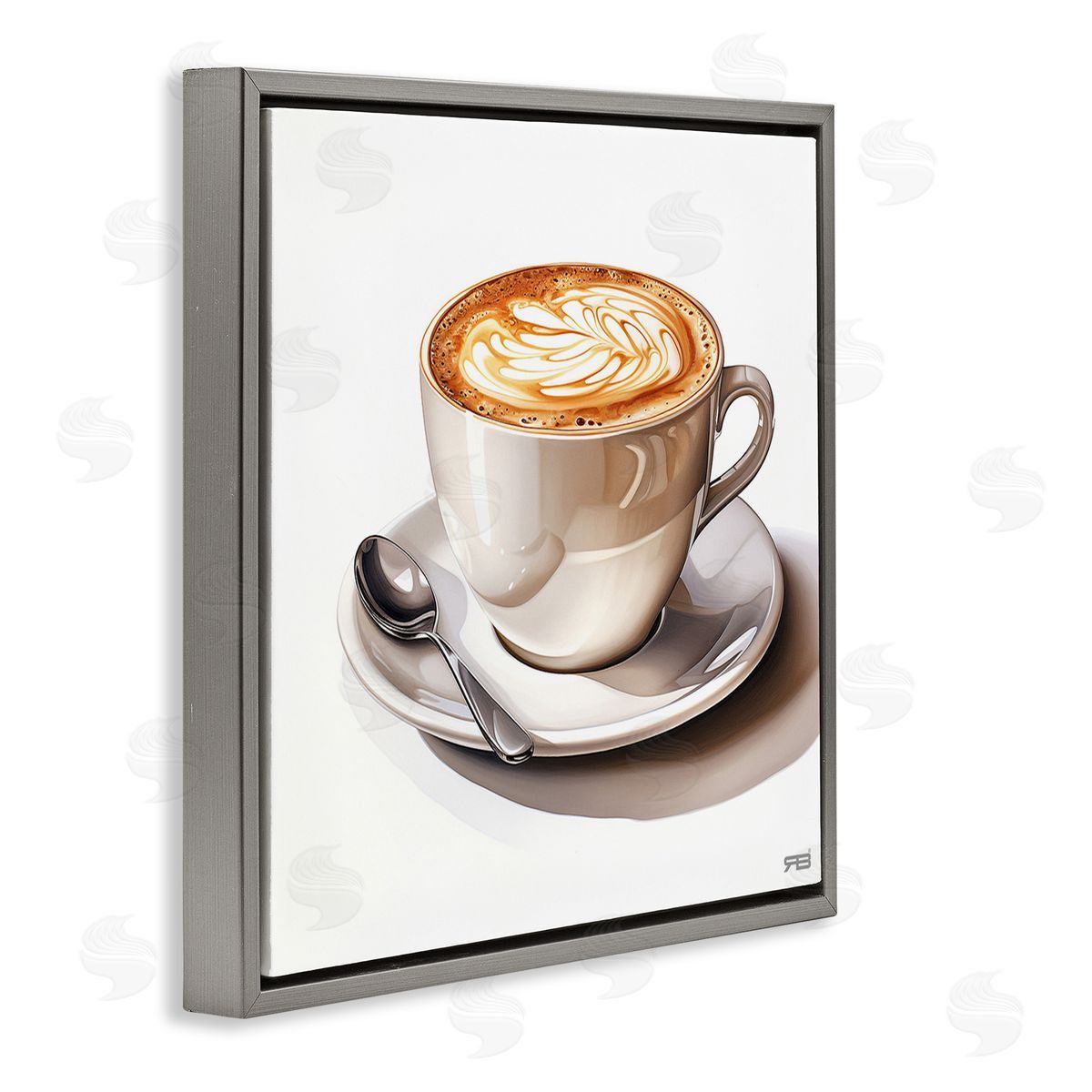 RB Chic Modern Cappuccino Gray Floating Frame Canvas Wall Art Print