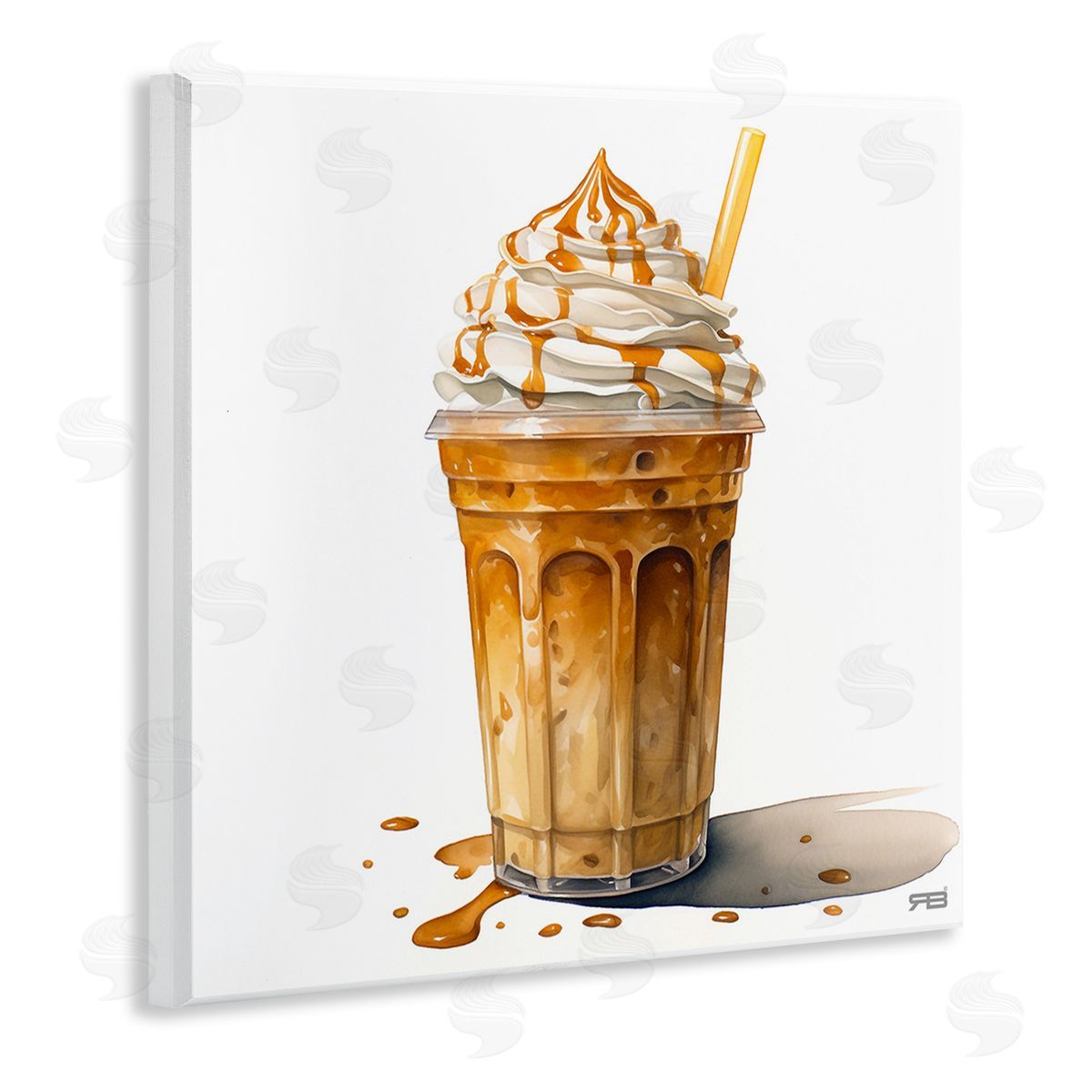 RB Coffee with Whipped Cream Wooden Wall Plaque Art Print