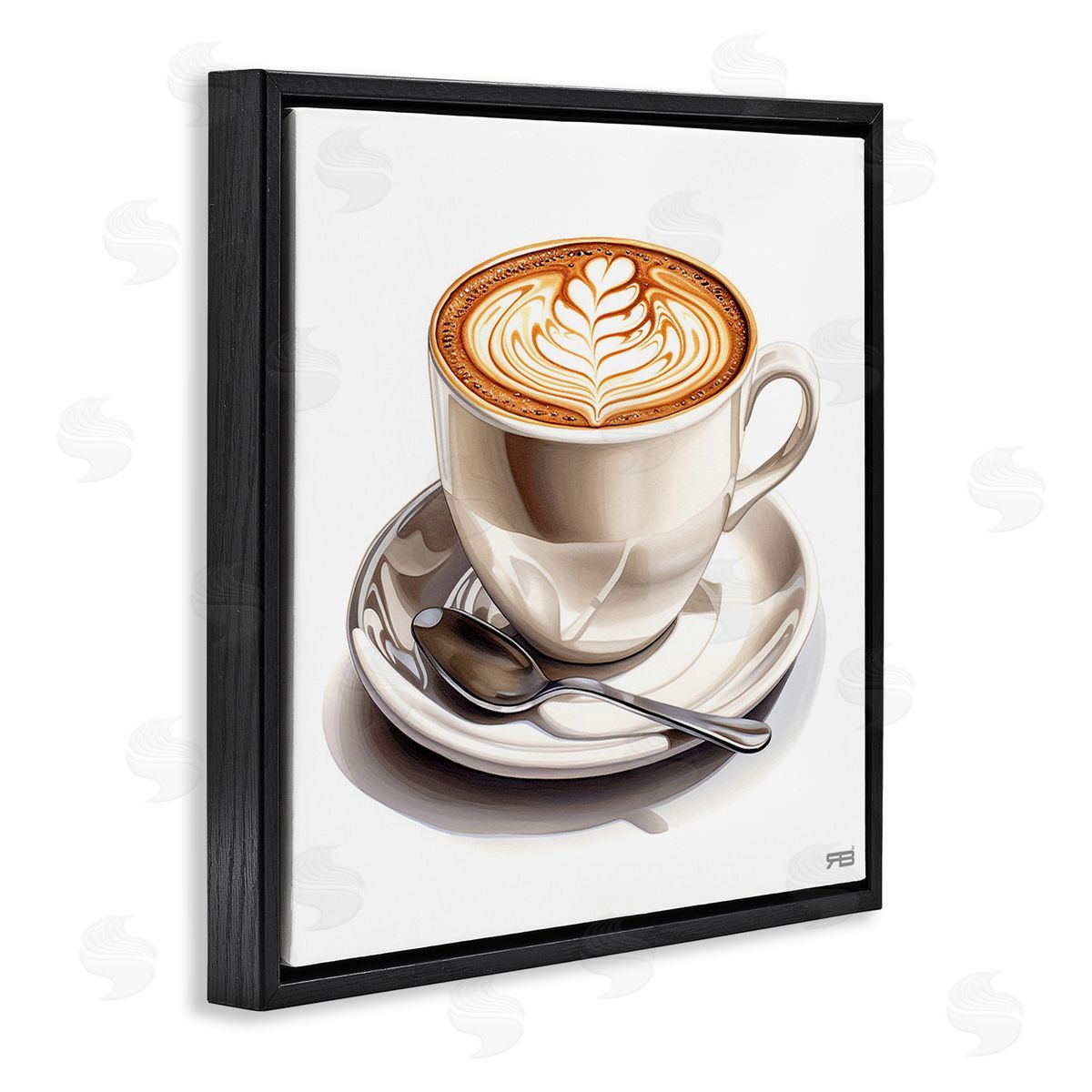 RB Espresso Latte with Pattern Black Floating Frame Canvas Wall Art Print