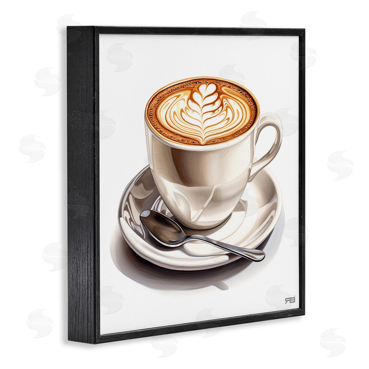 RB Espresso Latte with Pattern Black Framed Giclee Wall Art Print