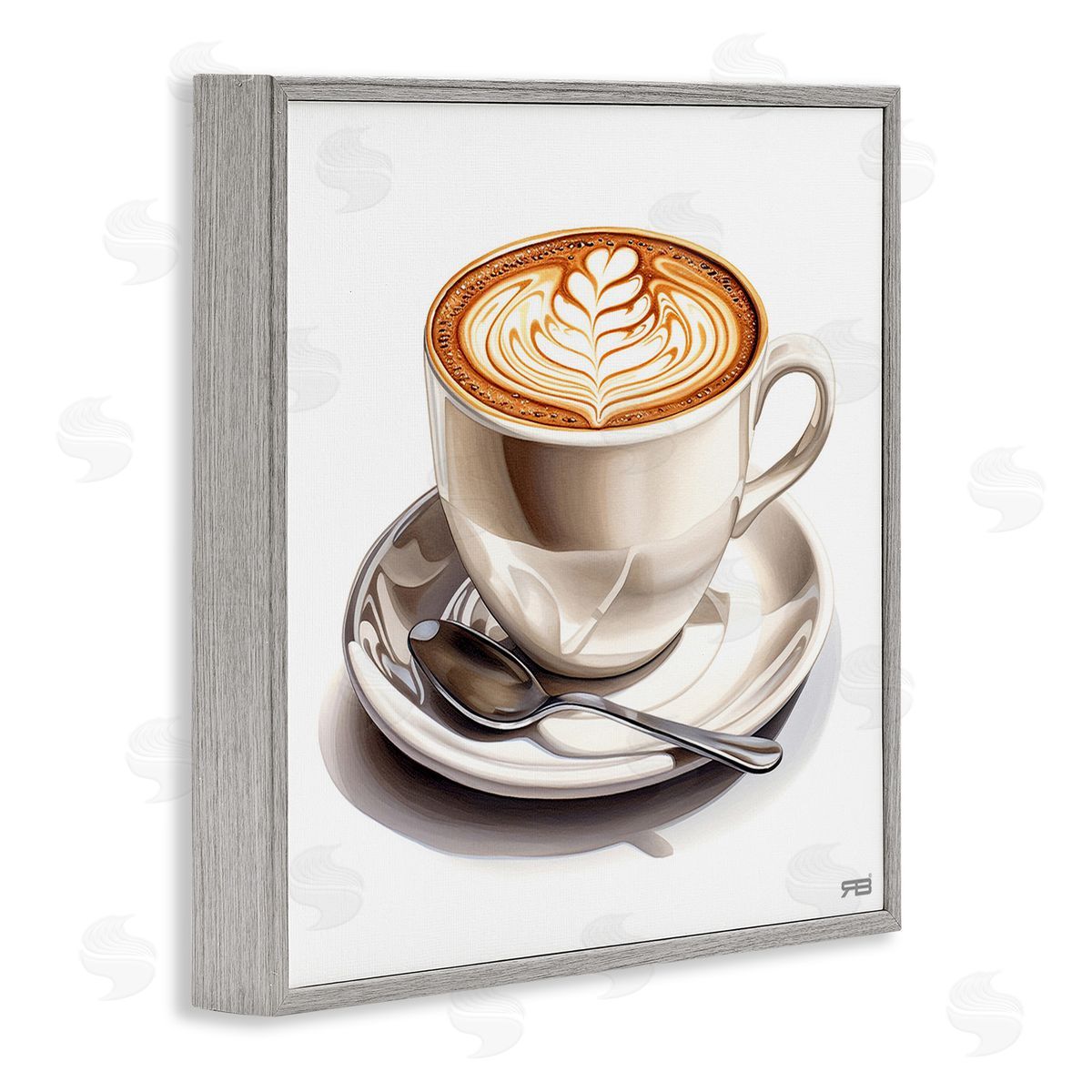 RB Espresso Latte with Pattern Gray Framed Giclee Wall Art Print