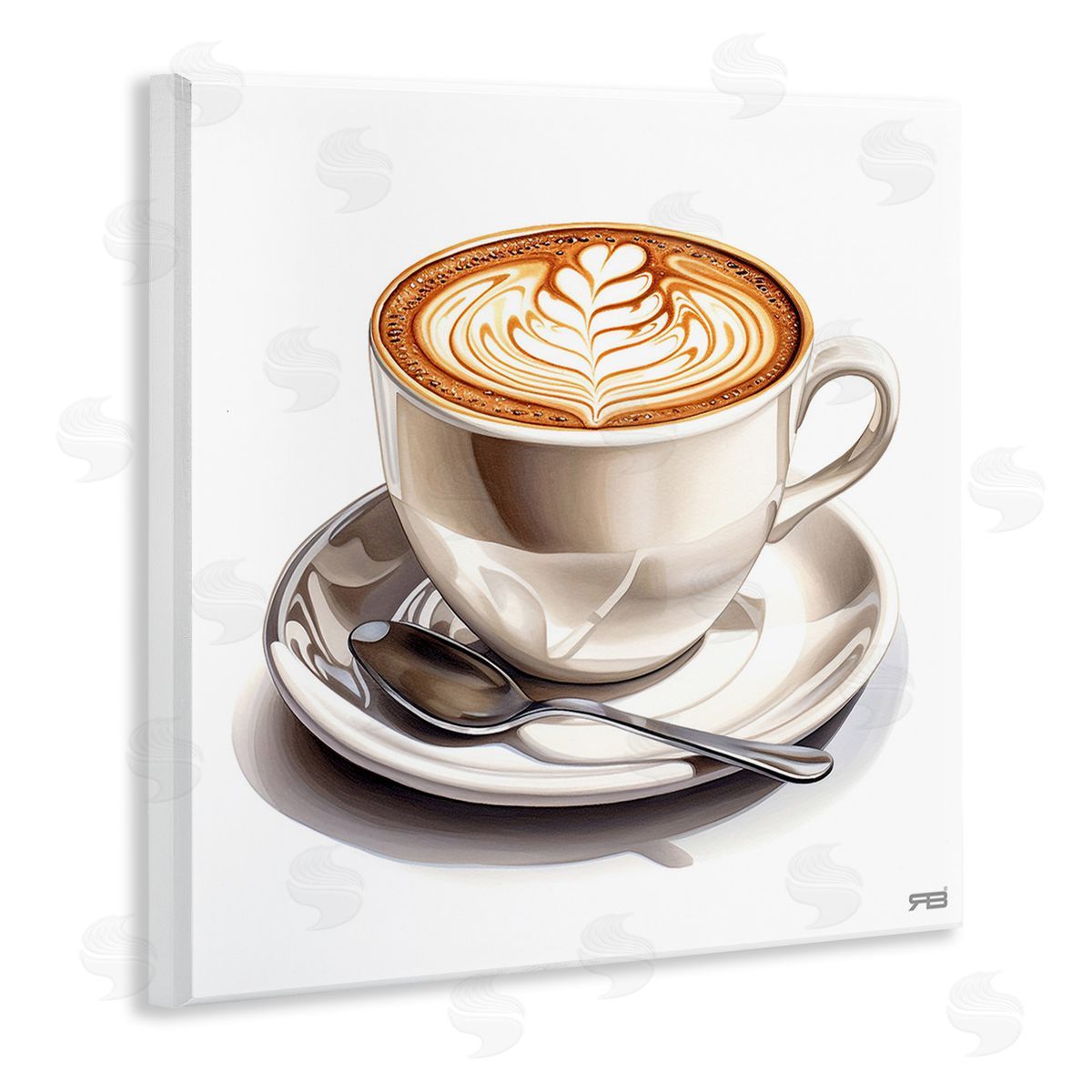 RB Espresso Latte with Pattern Wooden Wall Plaque Art Print