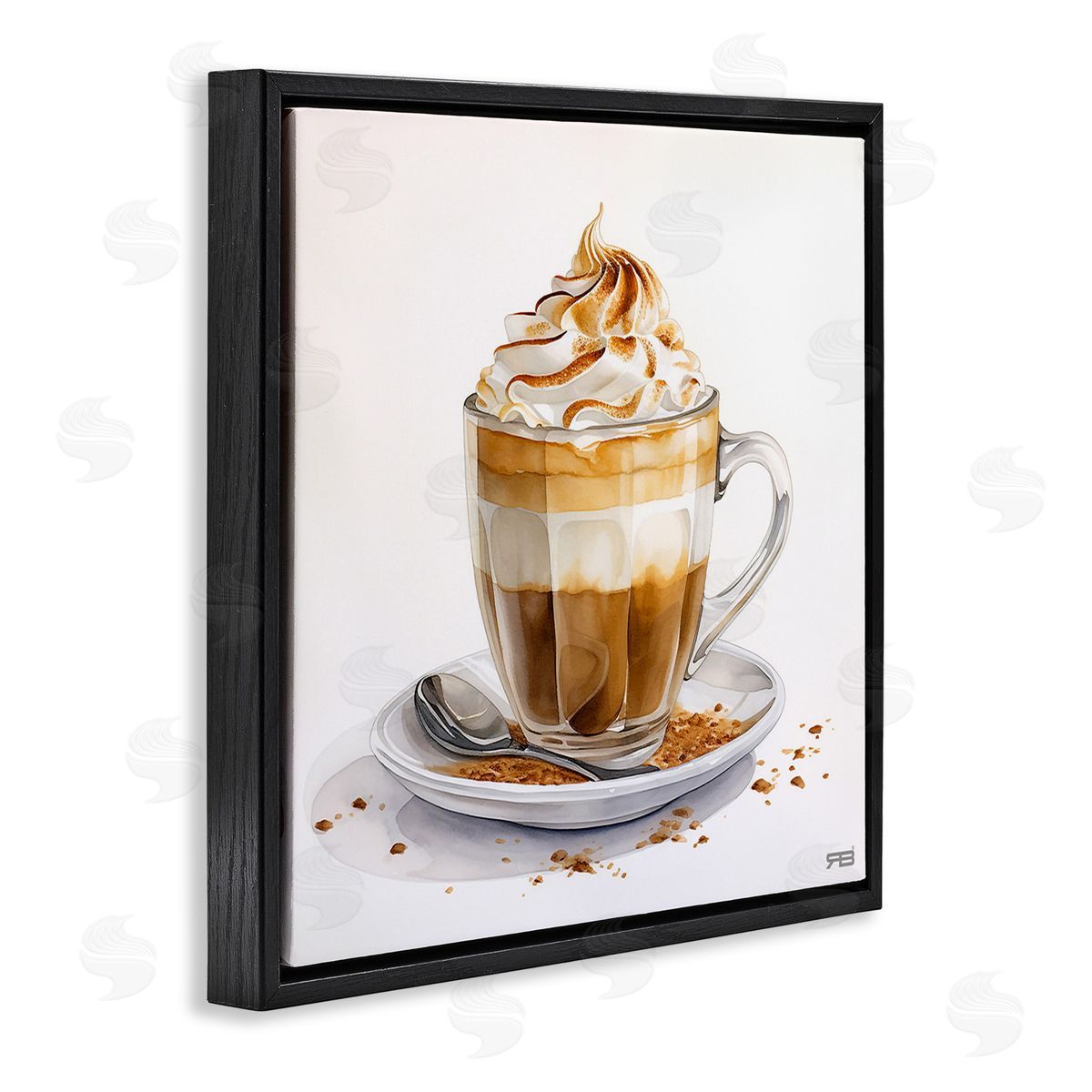 RB Cafe Dessert Latte Black Floating Frame Canvas Wall Art Print