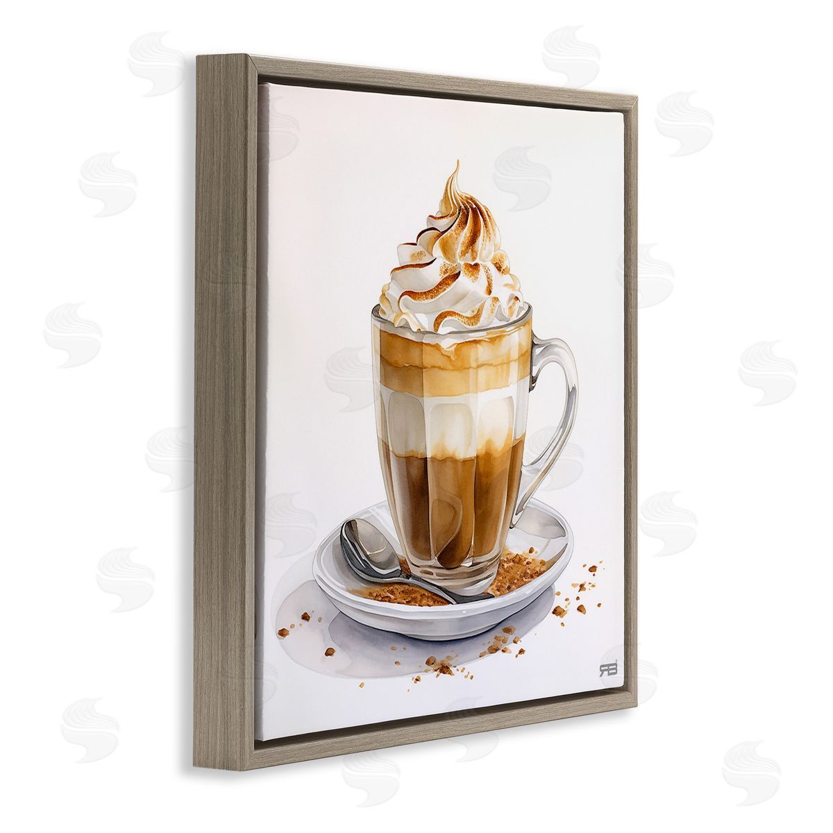RB Cafe Dessert Latte Brown Floating Frame Canvas Wall Art Print